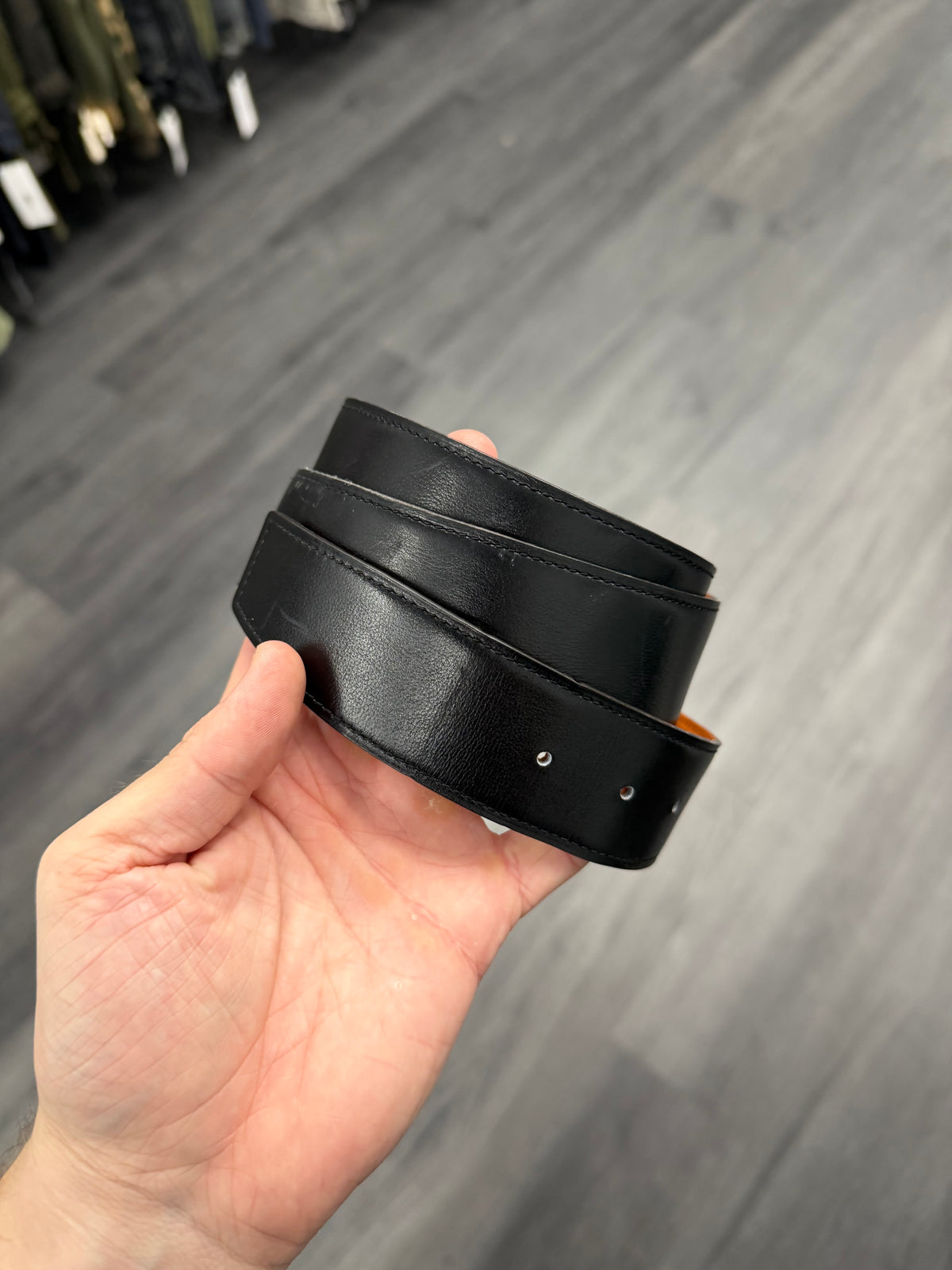 HERMES belt strap black/orange 80 (28-30W) U