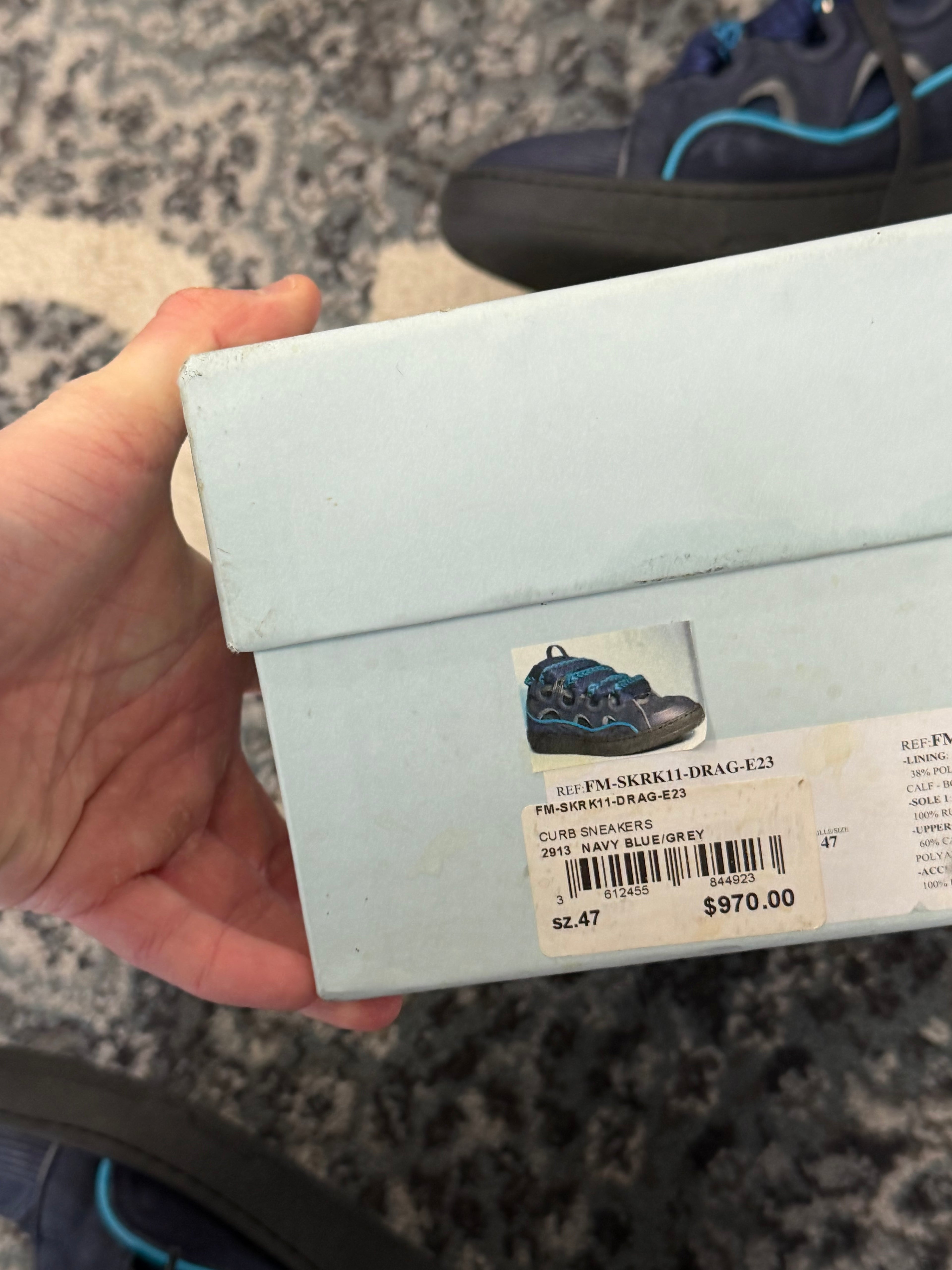 Lanvin Navy curbed sneaker sz fits a 13 M U