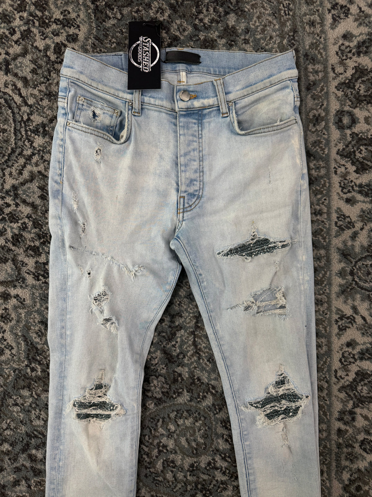 AMIRI teal paisley mx1 jeans indigo 30 U