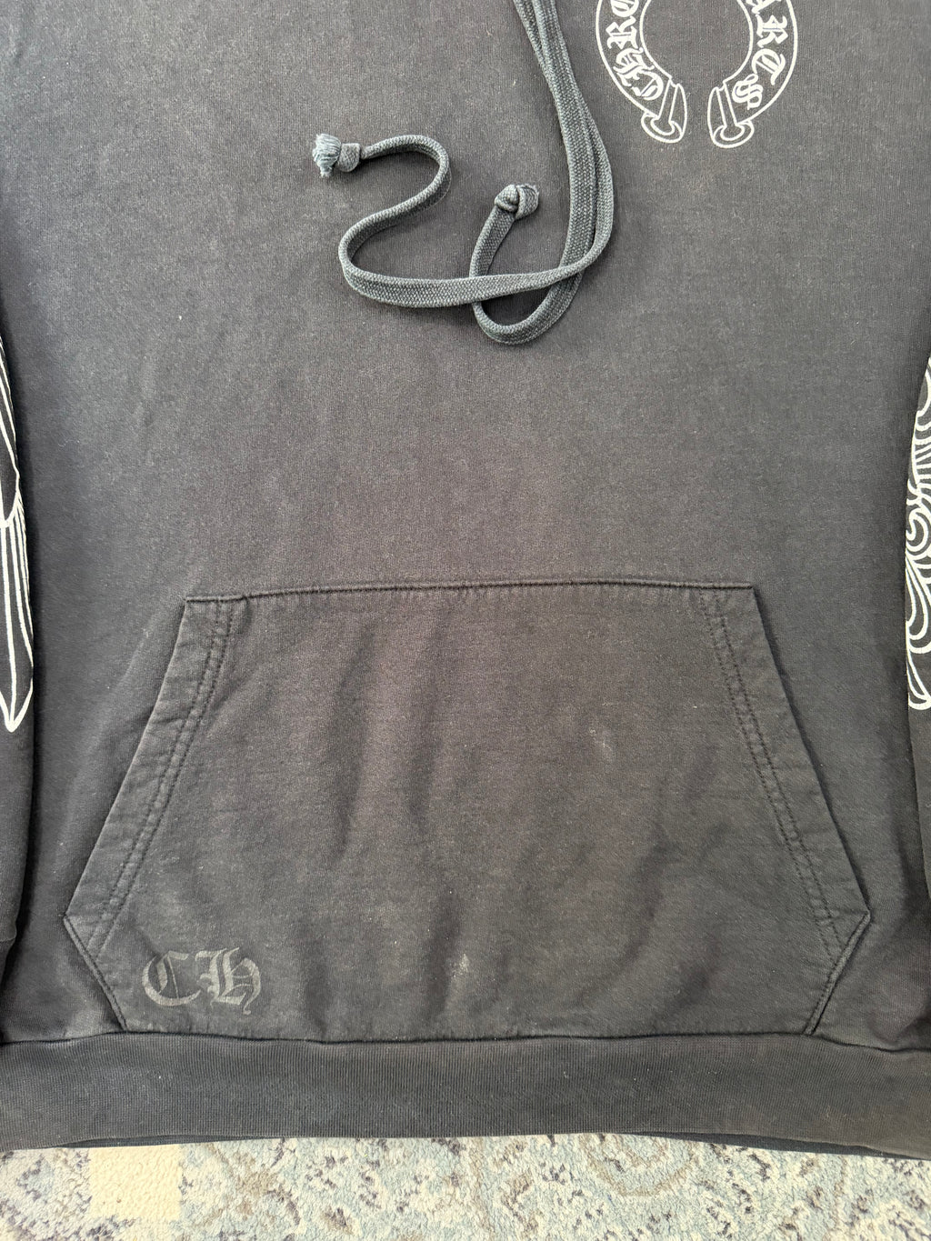 CHROME HEARTS floral horseshoe hoodie black L U