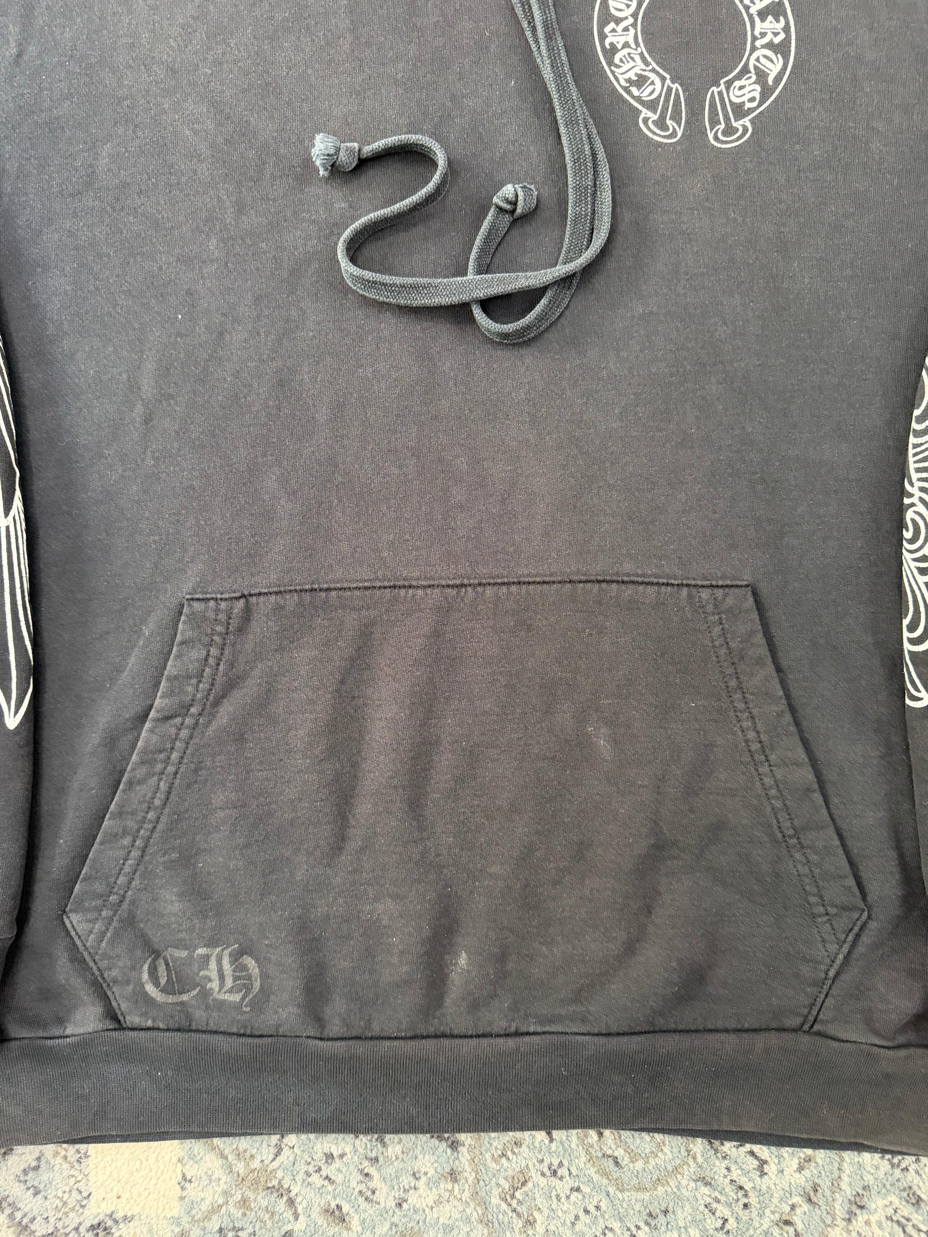 CHROME HEARTS floral horseshoe hoodie black L U
