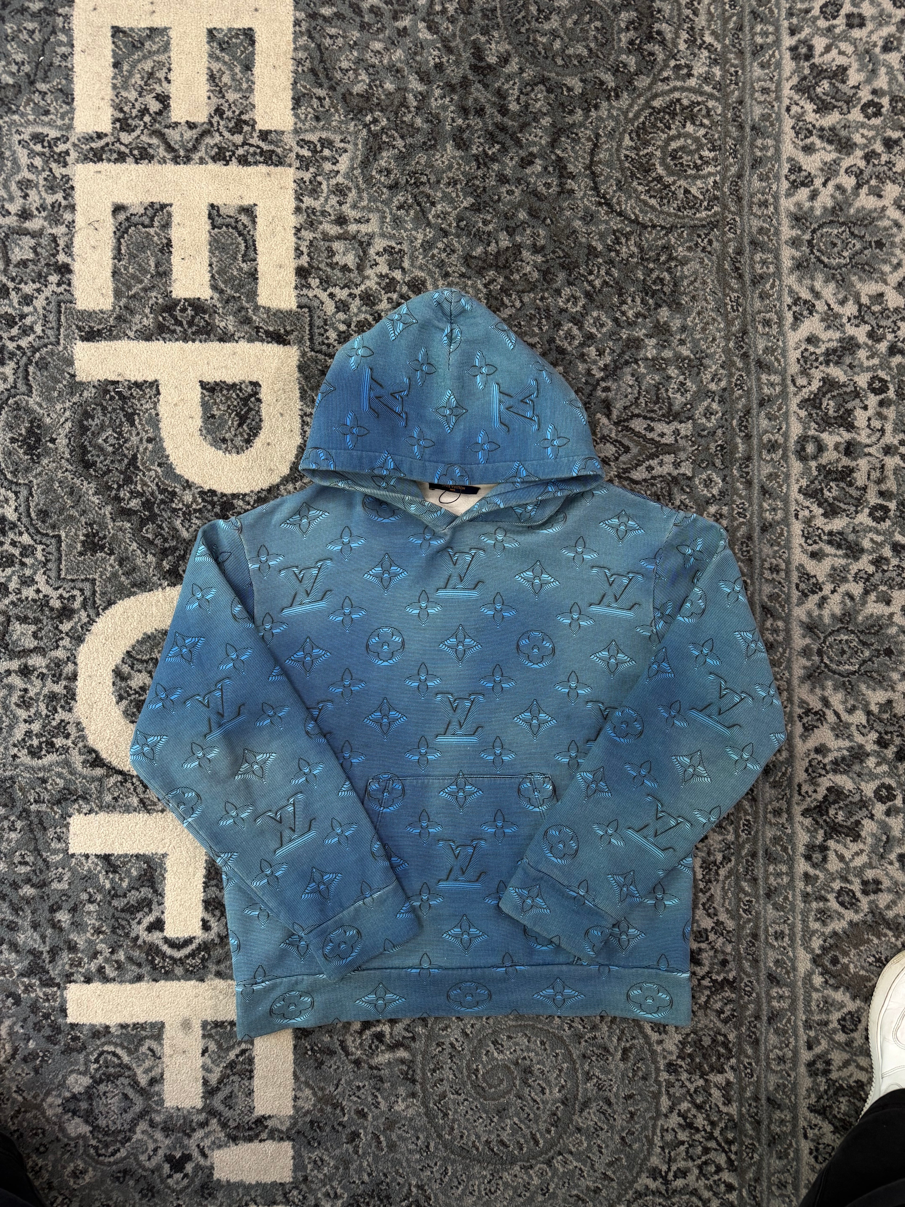 LV 2054 3d monogram hoodie blue L U