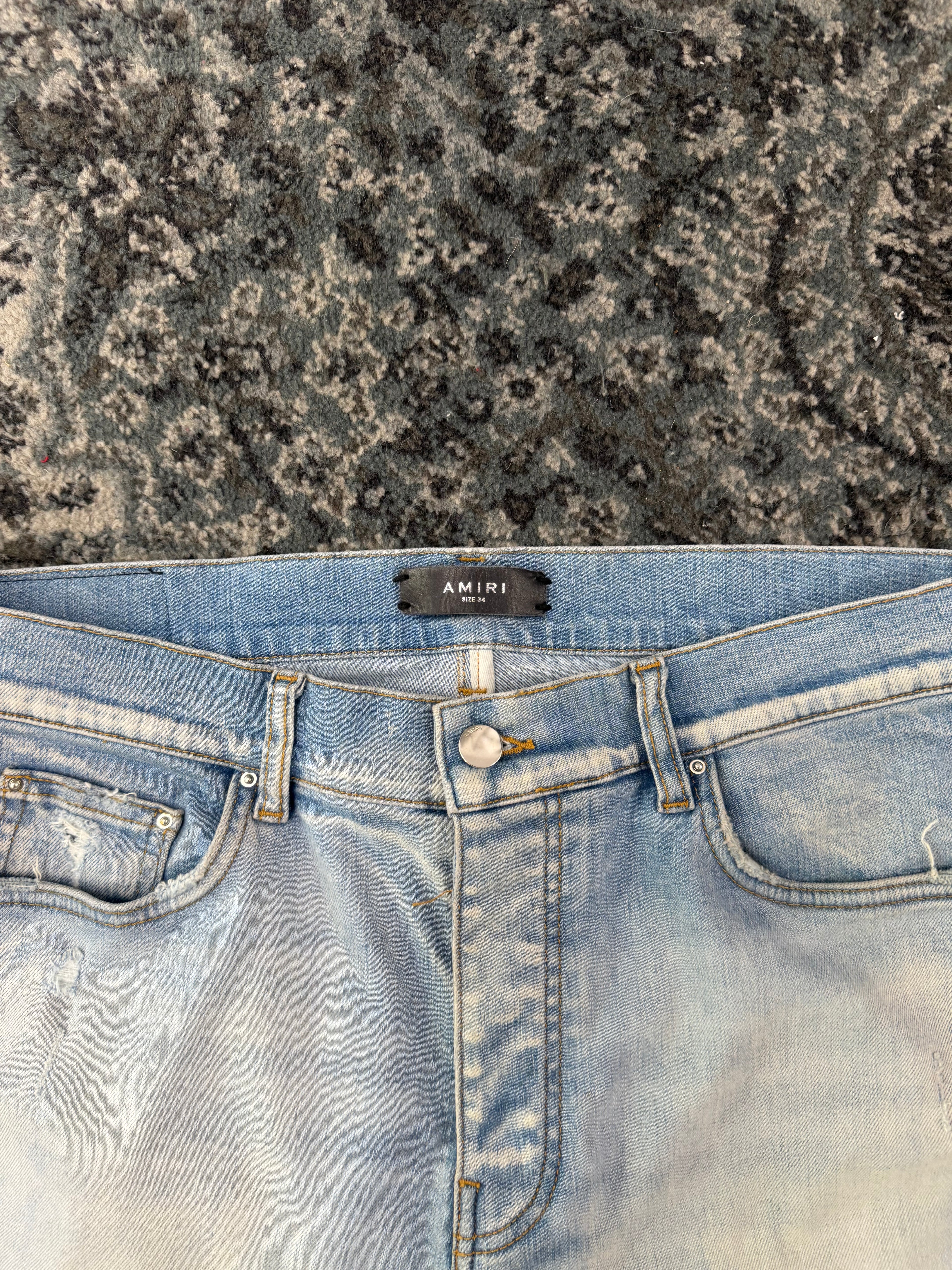 AMIRI dark green paisley patch mx1 jeans light wash 34 U