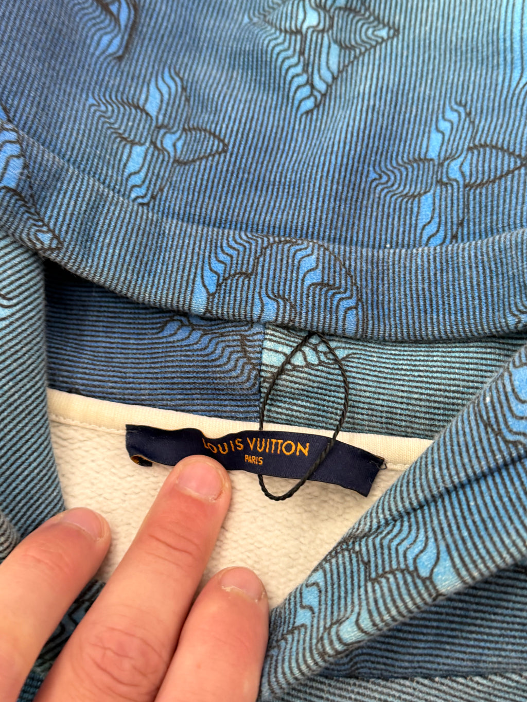 LV 2054 3d monogram hoodie blue L U