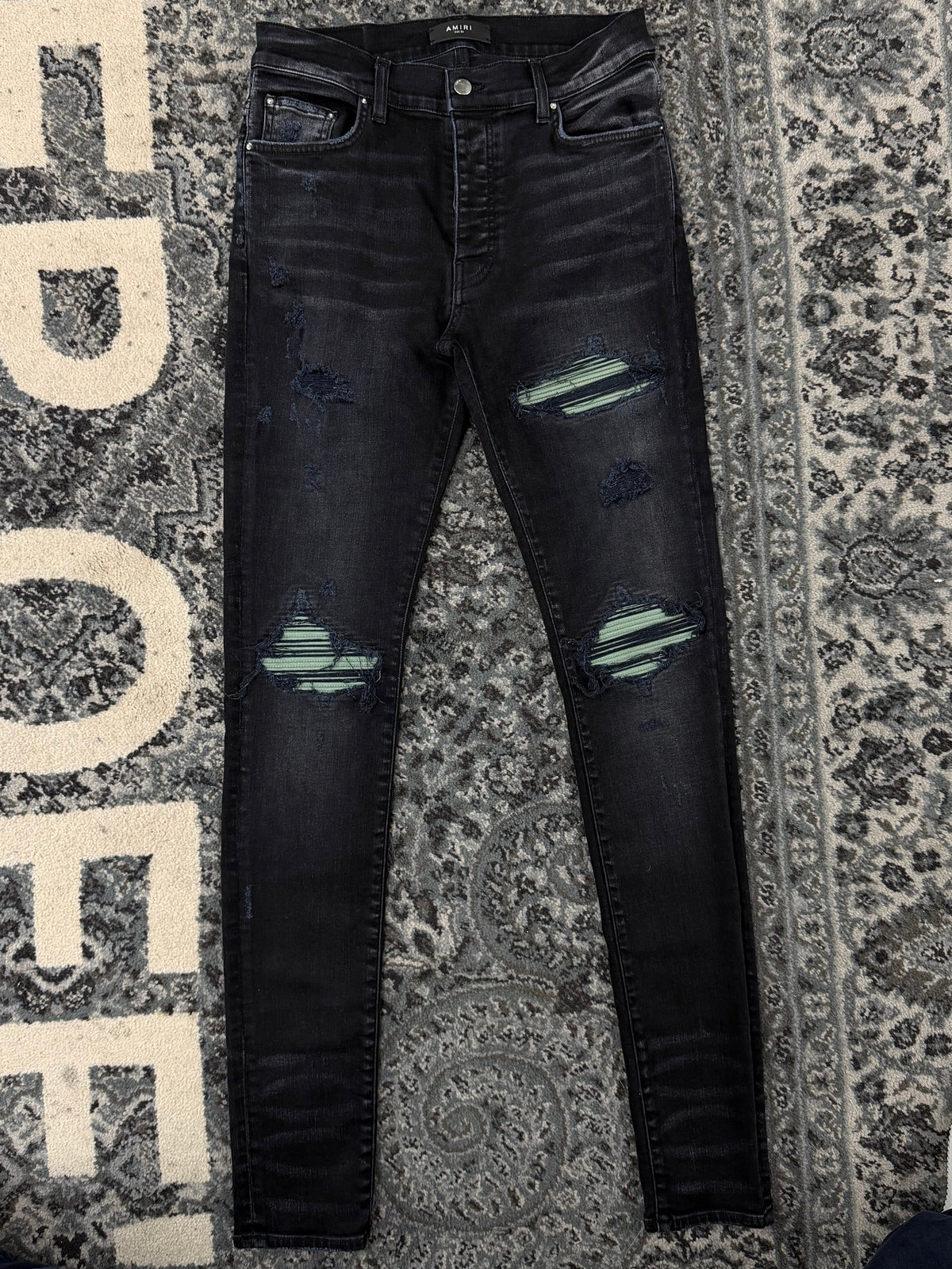 AMIRI green patch mx1 jeans black 32 U