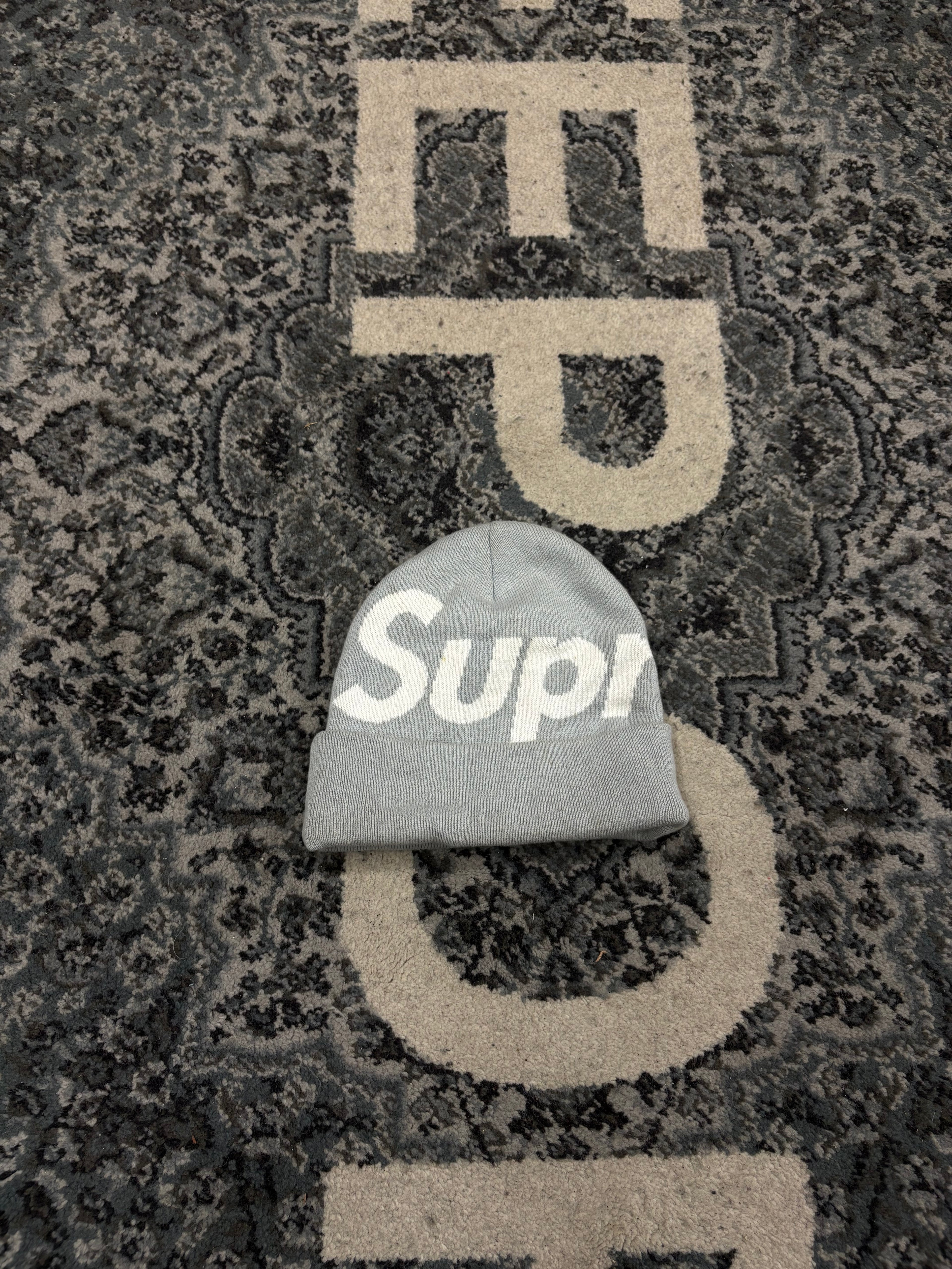 Supreme Grey Logo Beanie U