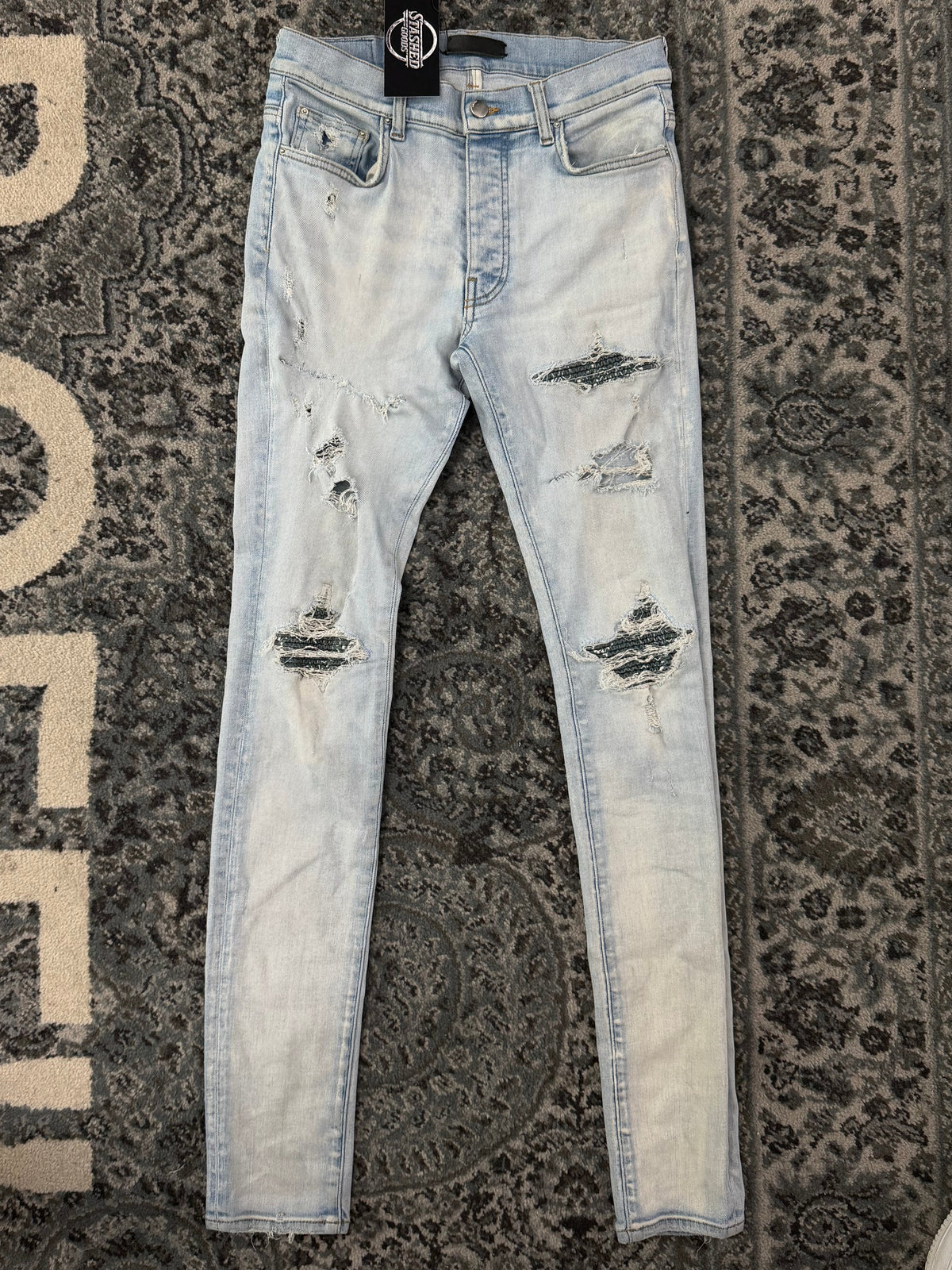 AMIRI teal paisley mx1 jeans indigo 30 U