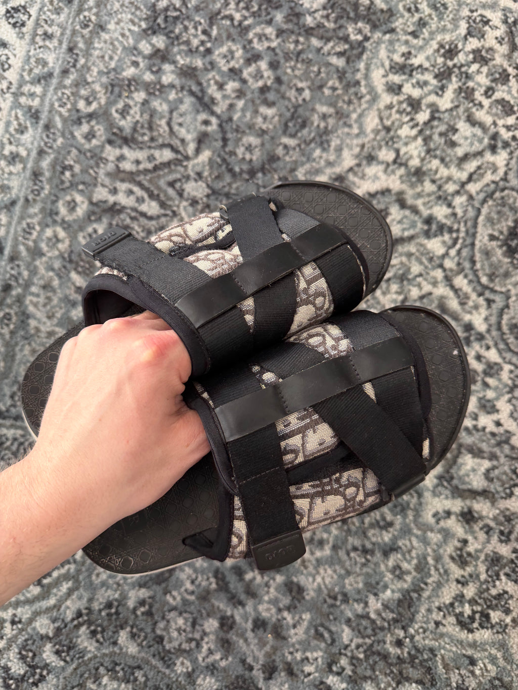 DIOR alpha oblique sandals navy 39 (9W) NB U