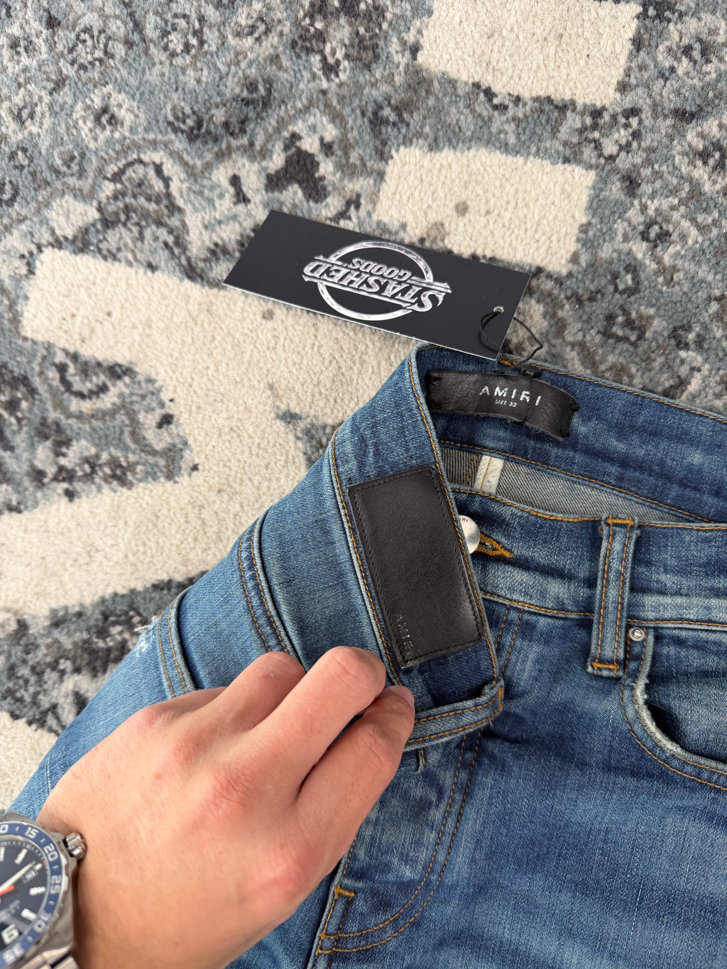 AMIRI black patch mx1 jeans indigo 32 U