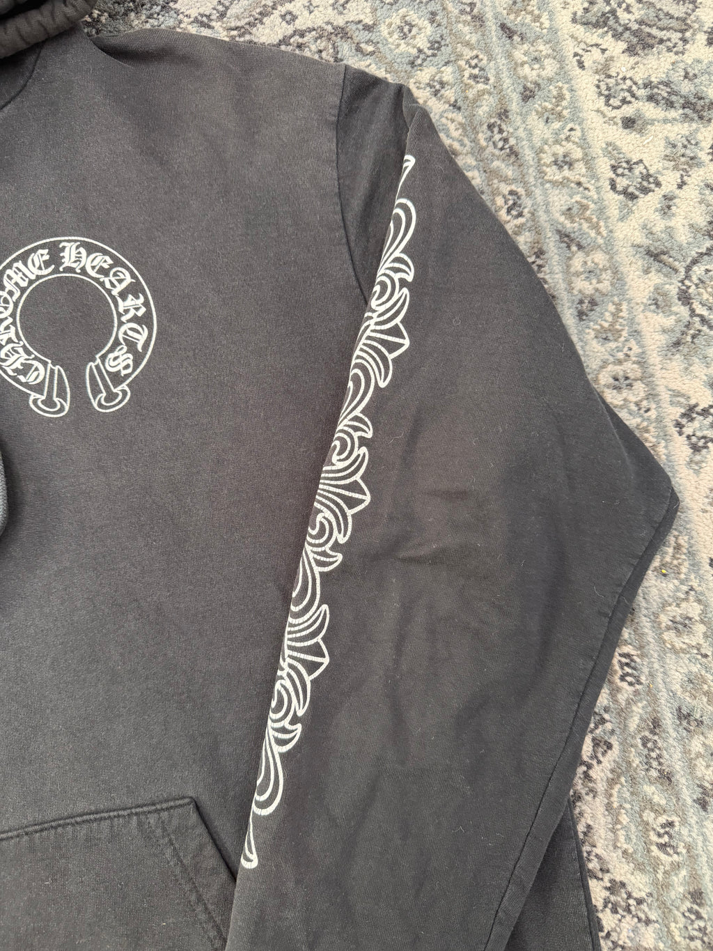 CHROME HEARTS floral horseshoe hoodie black L U