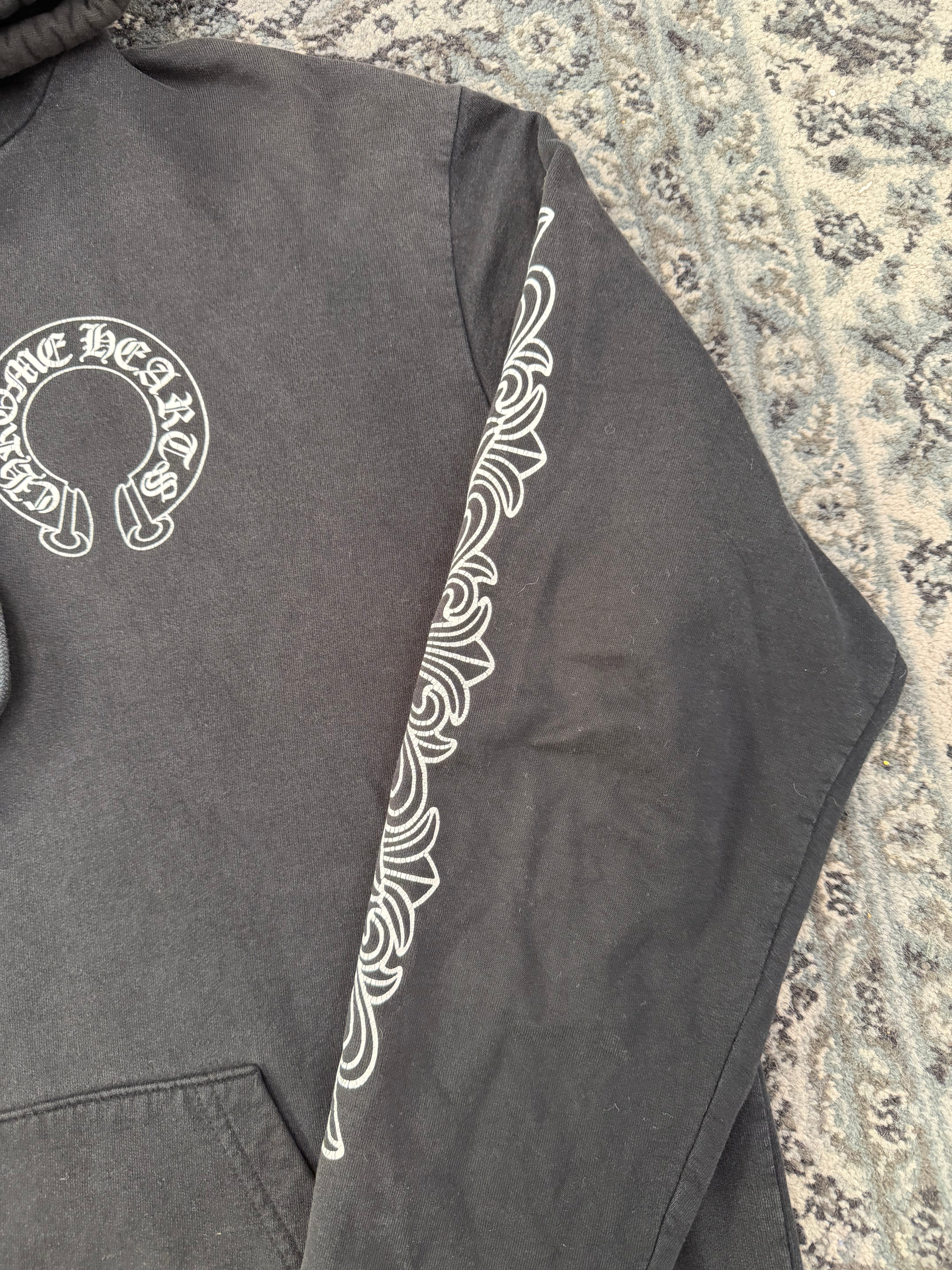 CHROME HEARTS floral horseshoe hoodie black L U