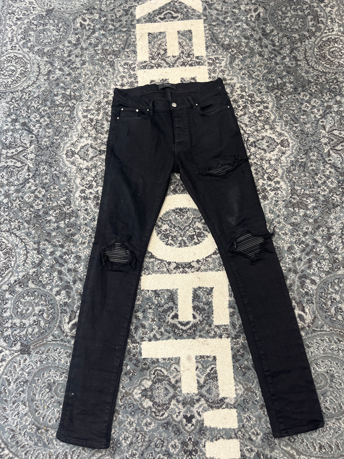 Amiri black patch jeans mx 1 sz 34 U