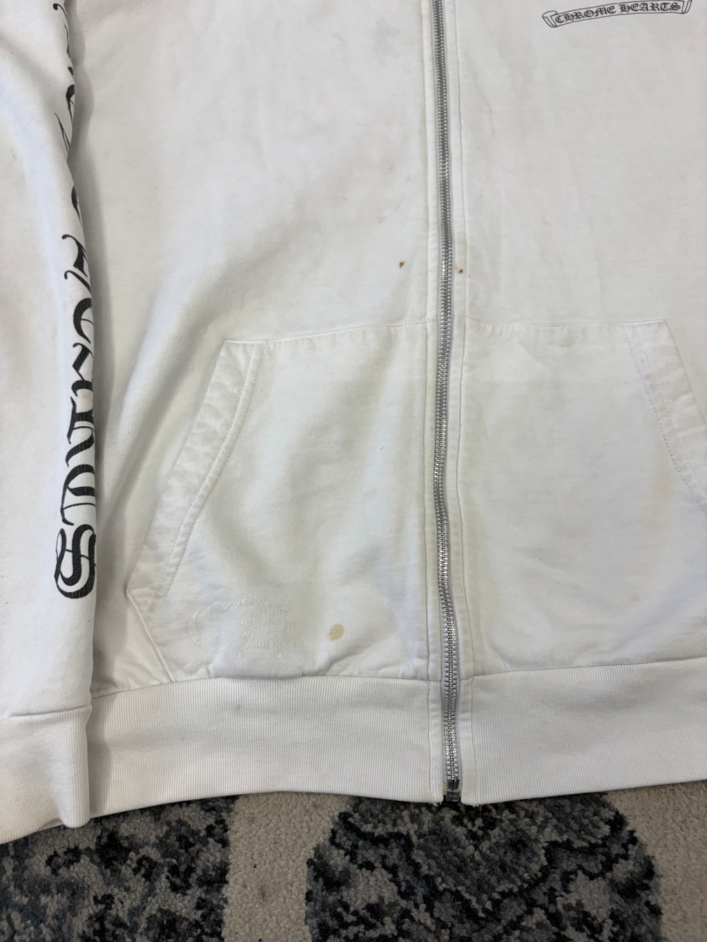 Chrome Hearts White scroll hoodie sz M (Flawed)