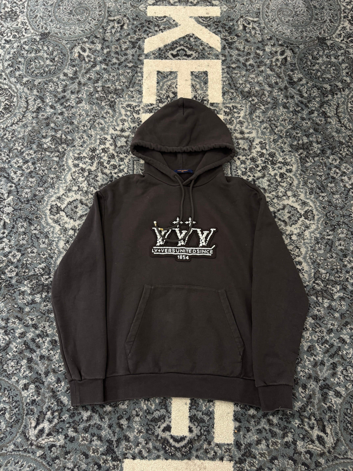 Lv Pearlized Logo Hoodie Size XS (Fits a Small )
