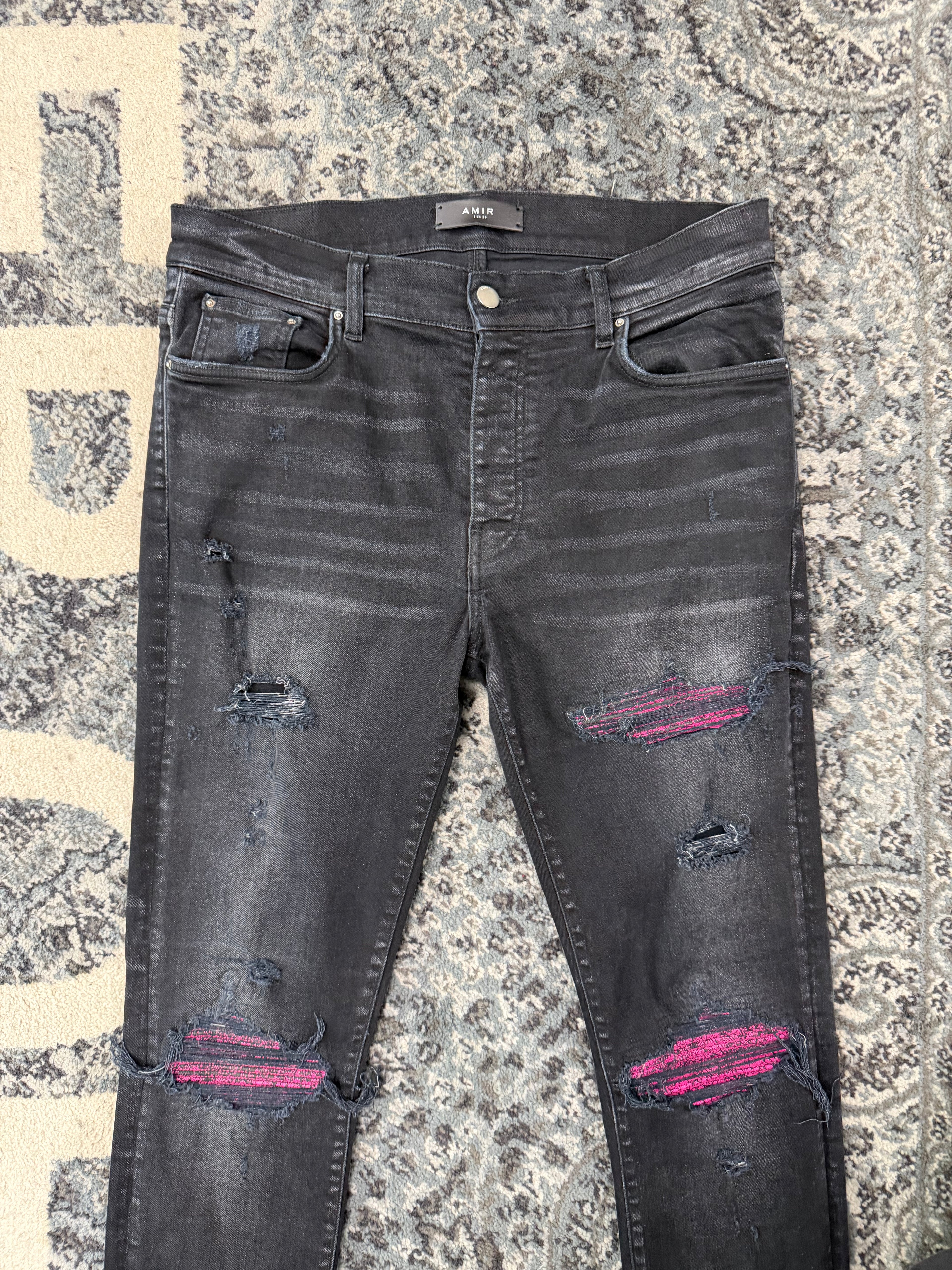 Amiri Mx1 Black W Pink Crackle Patch Size 33 U