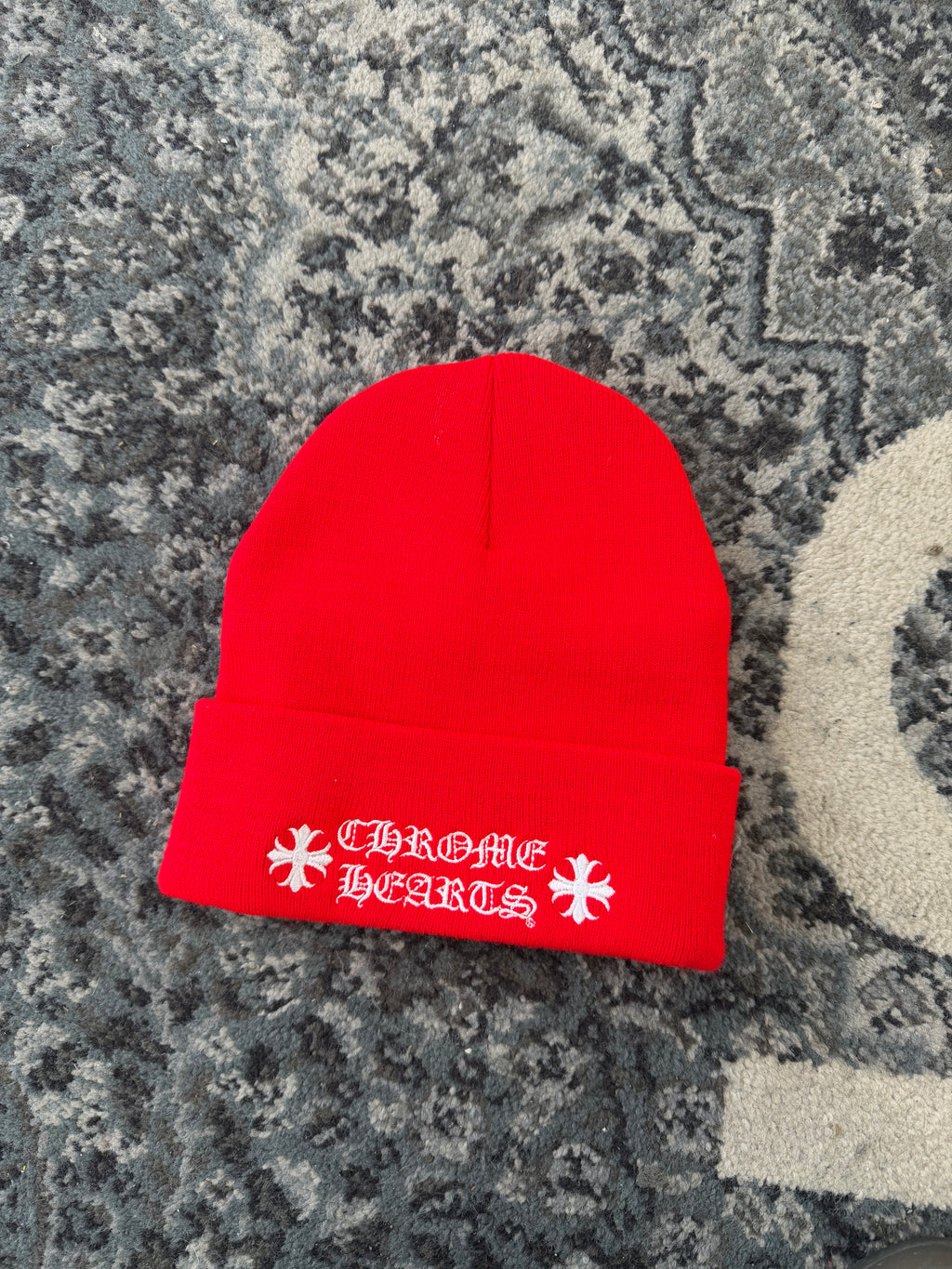 CHROME HEARTS vertical logo beanie red OS DS