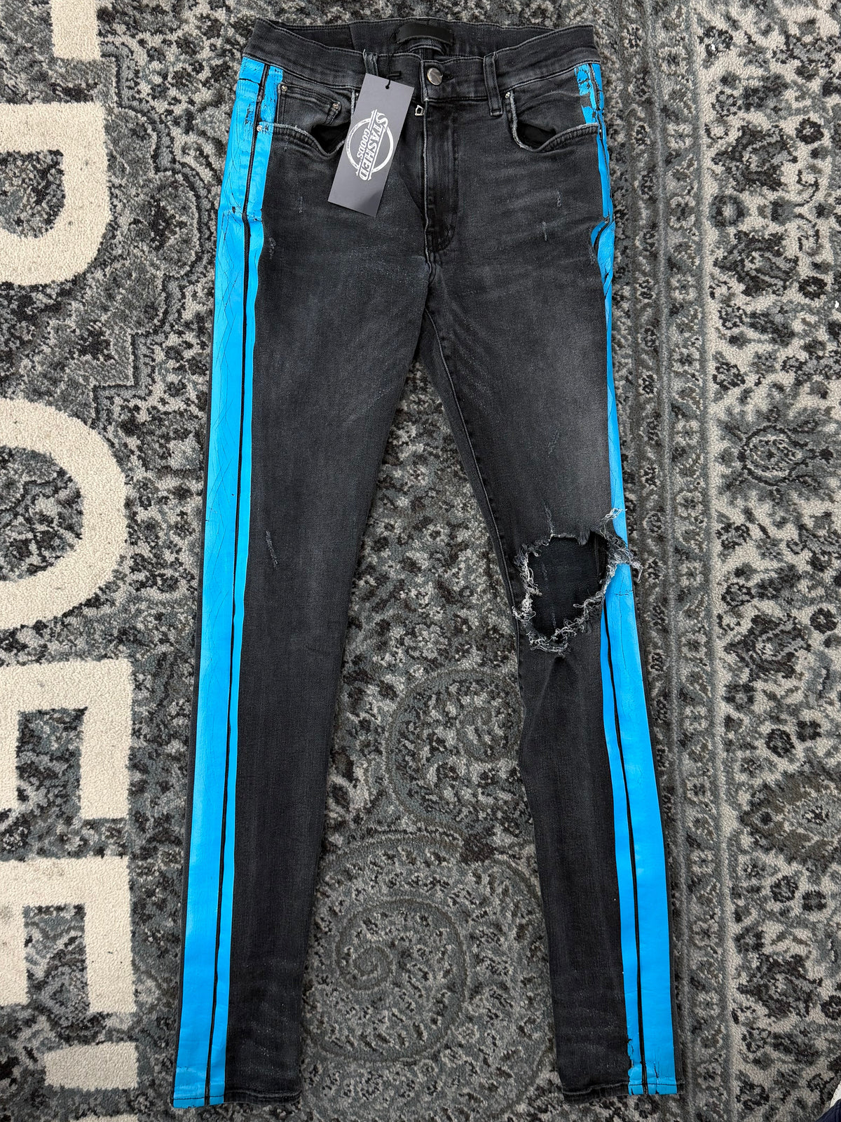 AMIRI blue stripe track jeans black 30 U