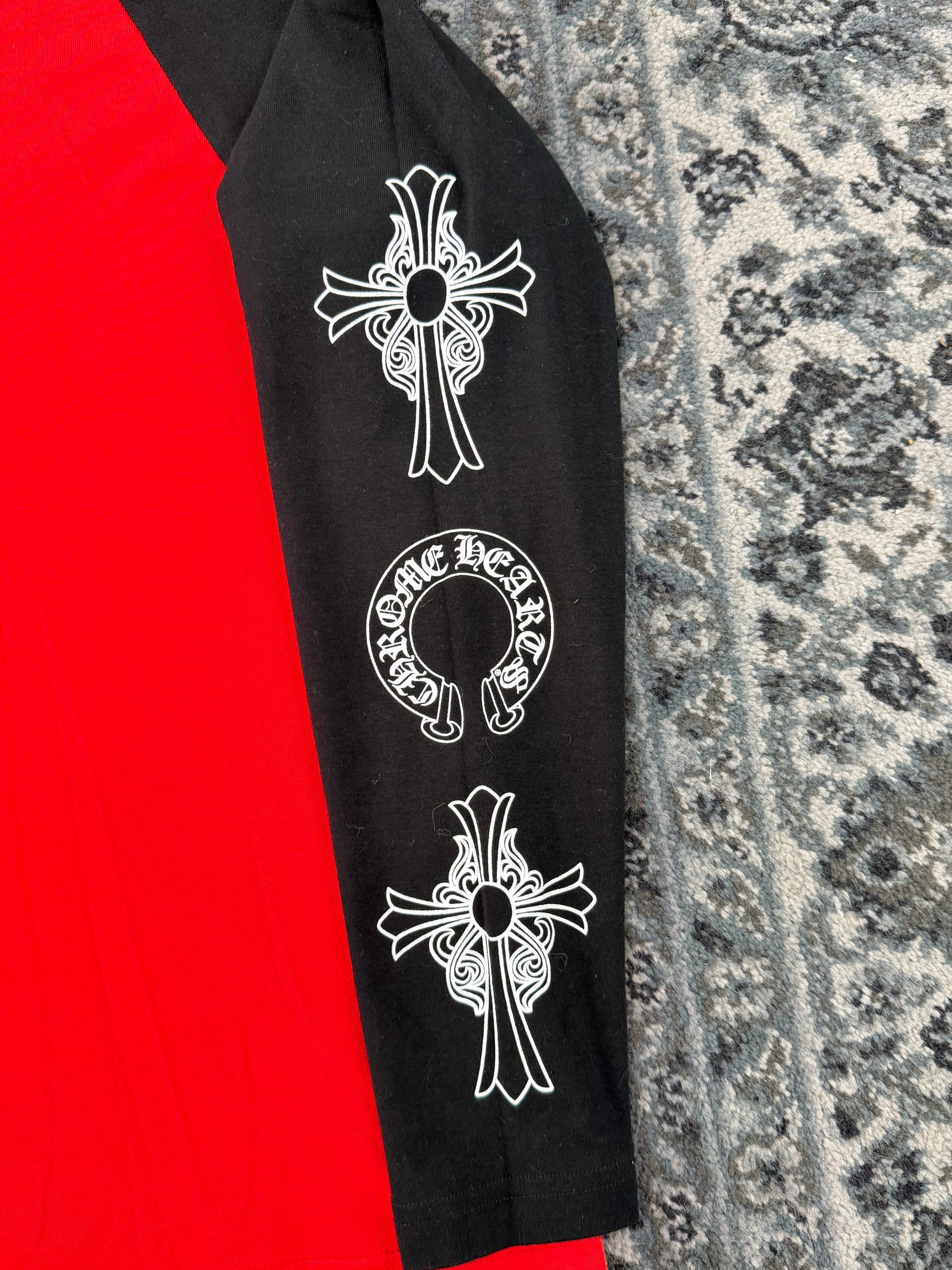 CHROME HEARTS baseball longsleeve shirt black/red L U