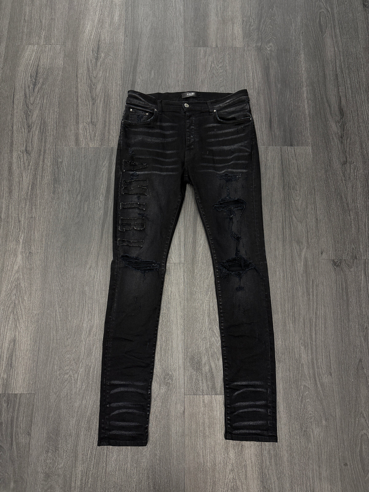 Amiri Appliqué side Logo Black Jeans Size 34 U