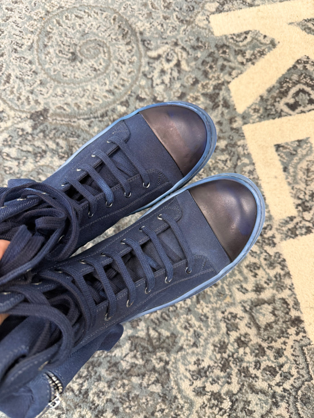 RICK OWENS DRKSHDW dyed cargo hightops blue 41 (8M) OG ALL DS