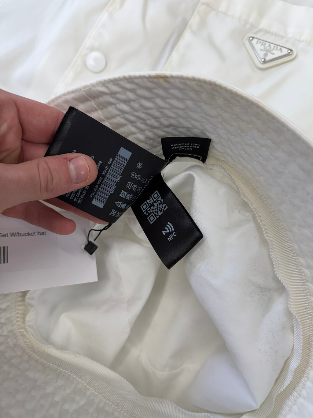 Prada Renylon Button Up Set W/bucket hat