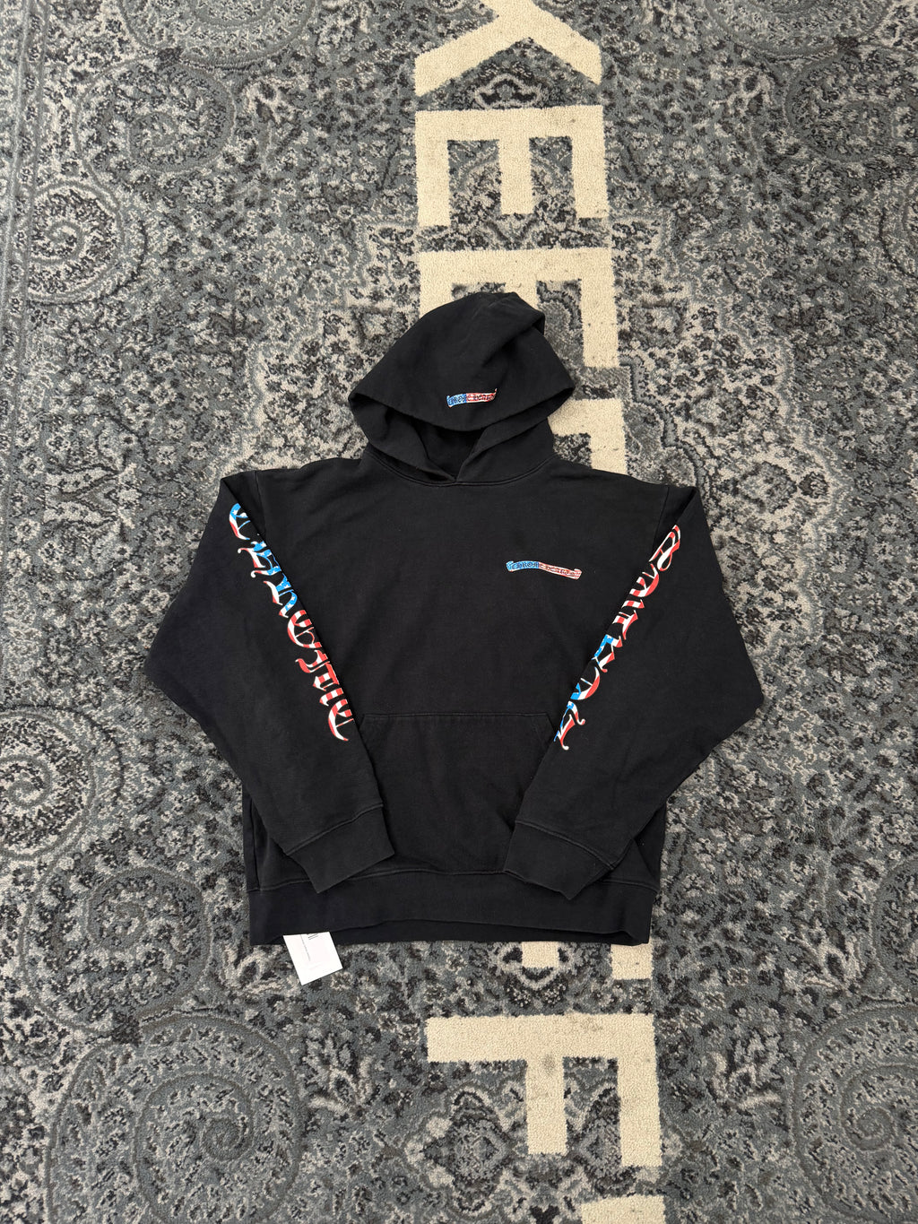 Chrome Hearts American Flag Scroll Logo Hoodie Large U