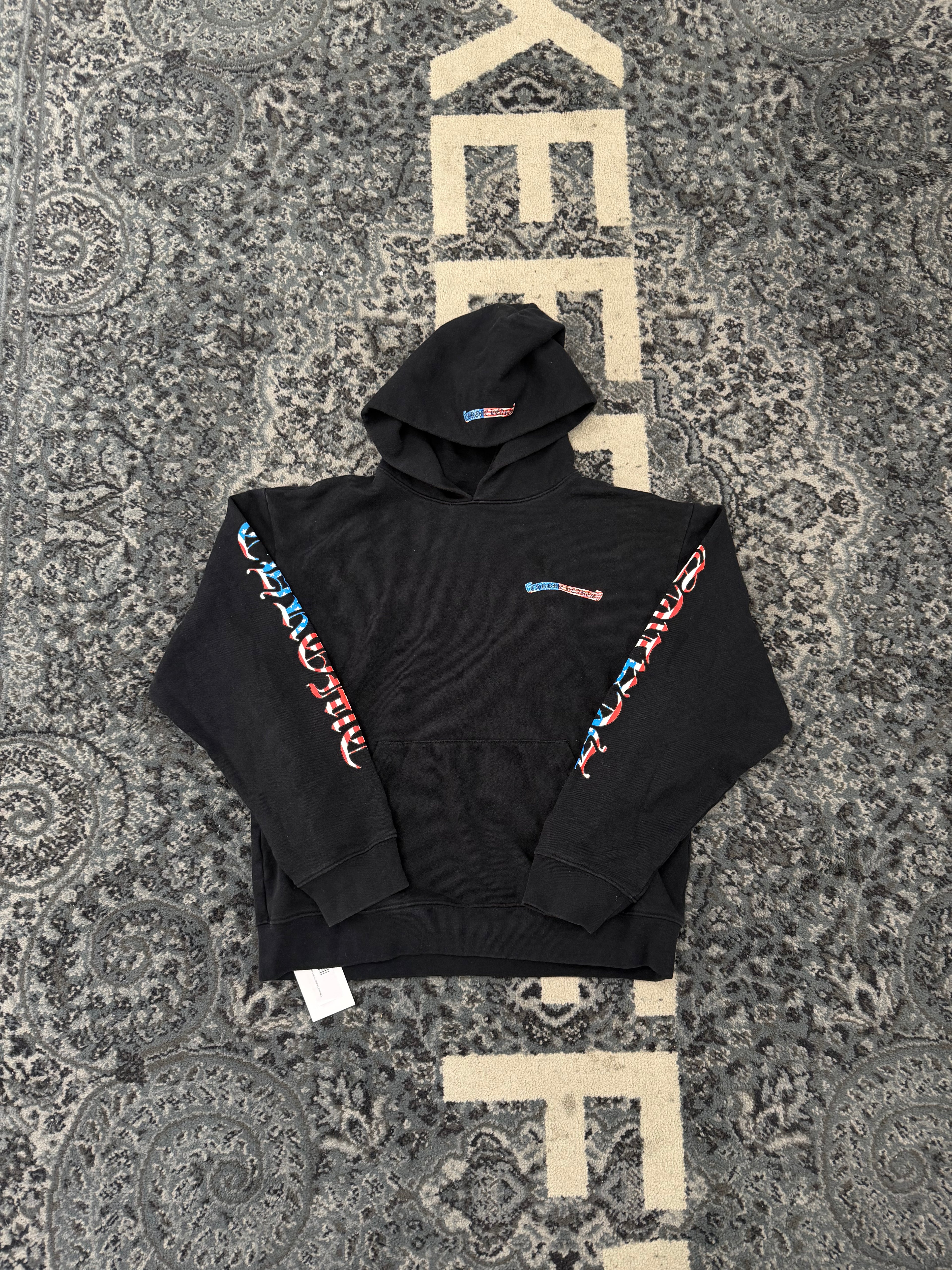 Chrome Hearts American Flag Scroll Logo Hoodie Large U