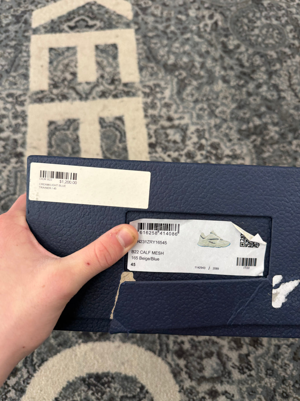 DIOR B22 crème/blue runners 45 (12M) OG ALL DS