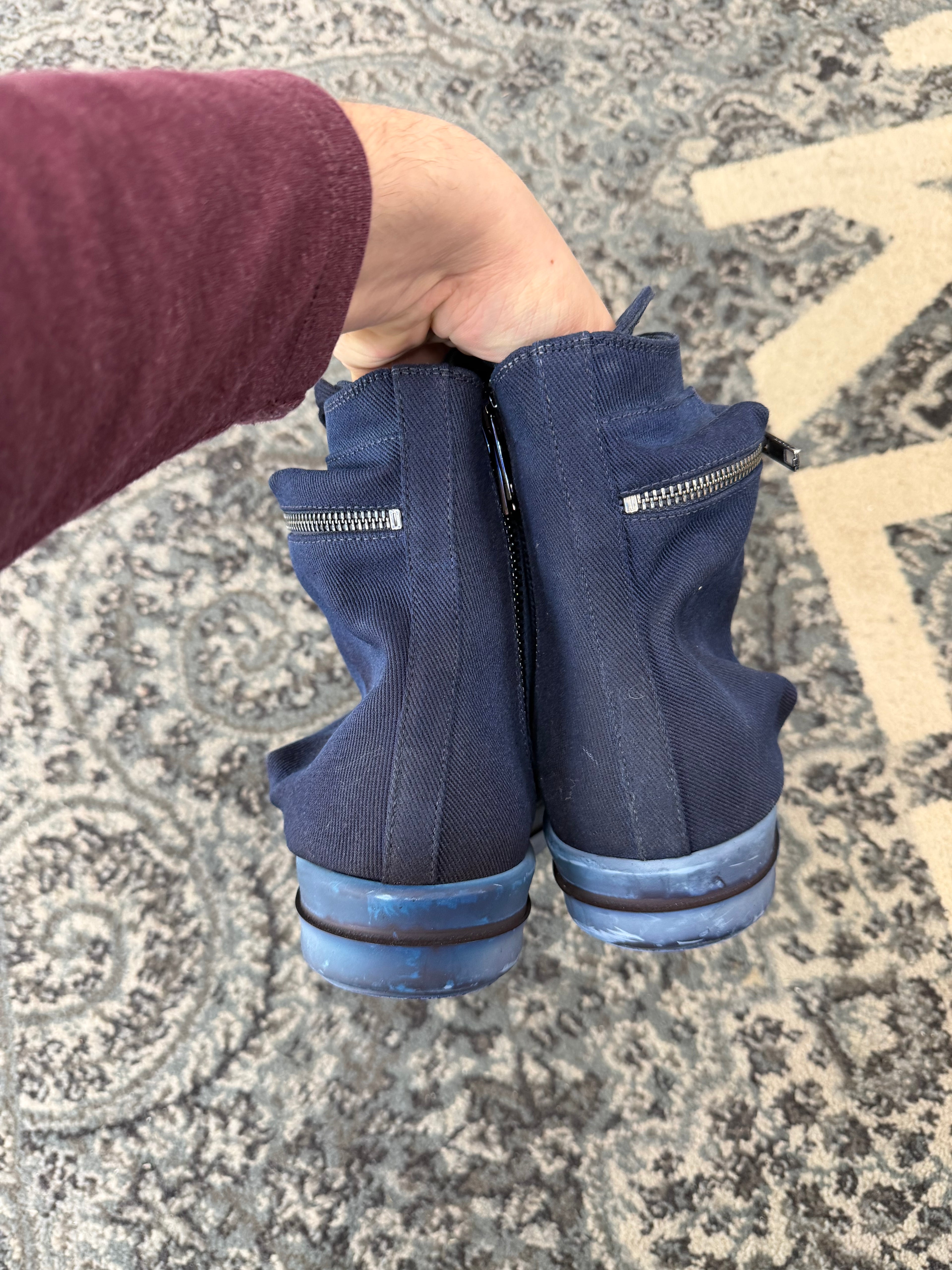 RICK OWENS DRKSHDW dyed cargo hightops blue 41 (8M) OG ALL DS