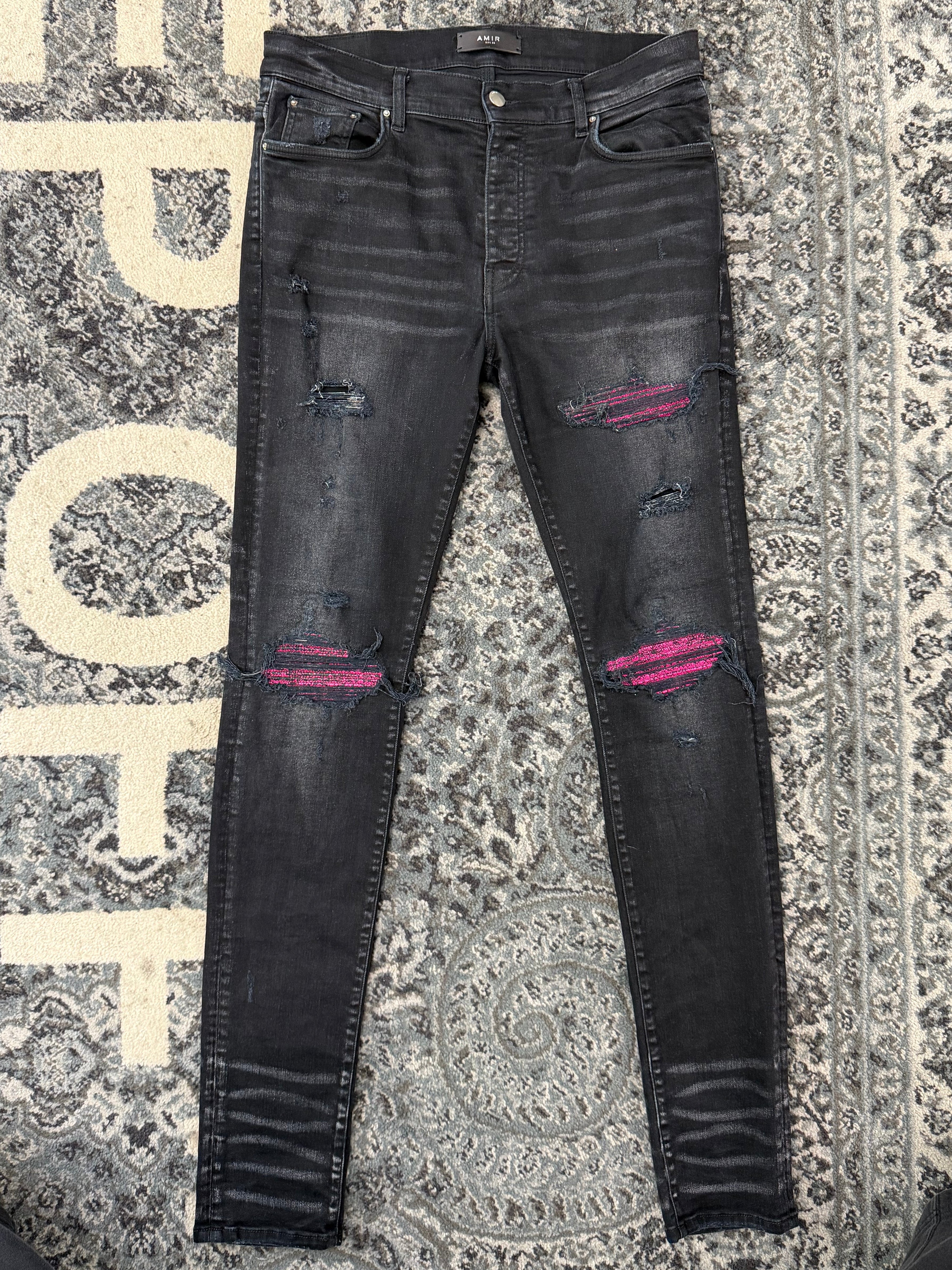 Amiri Mx1 Black W Pink Crackle Patch Size 33 U