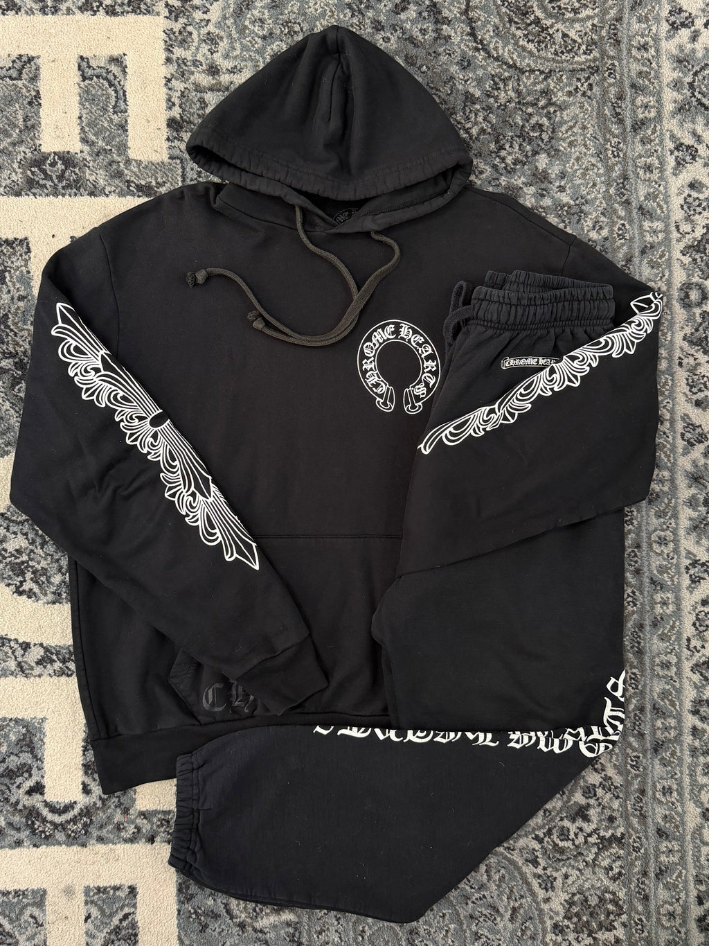 CHROME HEARTS floral sweatsuit black L U