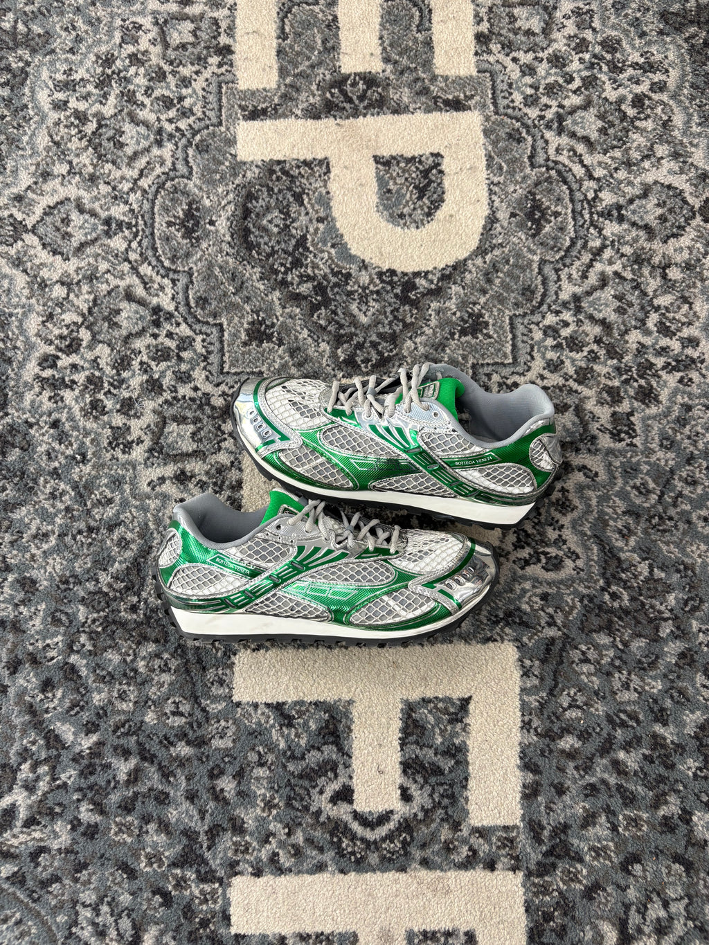 Bottega Veneta Orbit Silver/Green Sneakers Size 45 U NB