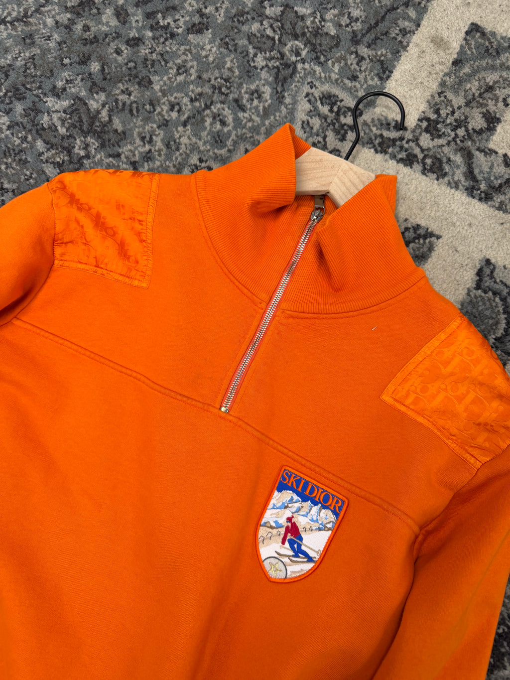 Dior Oblique Orange Quarter Zip Size Large U