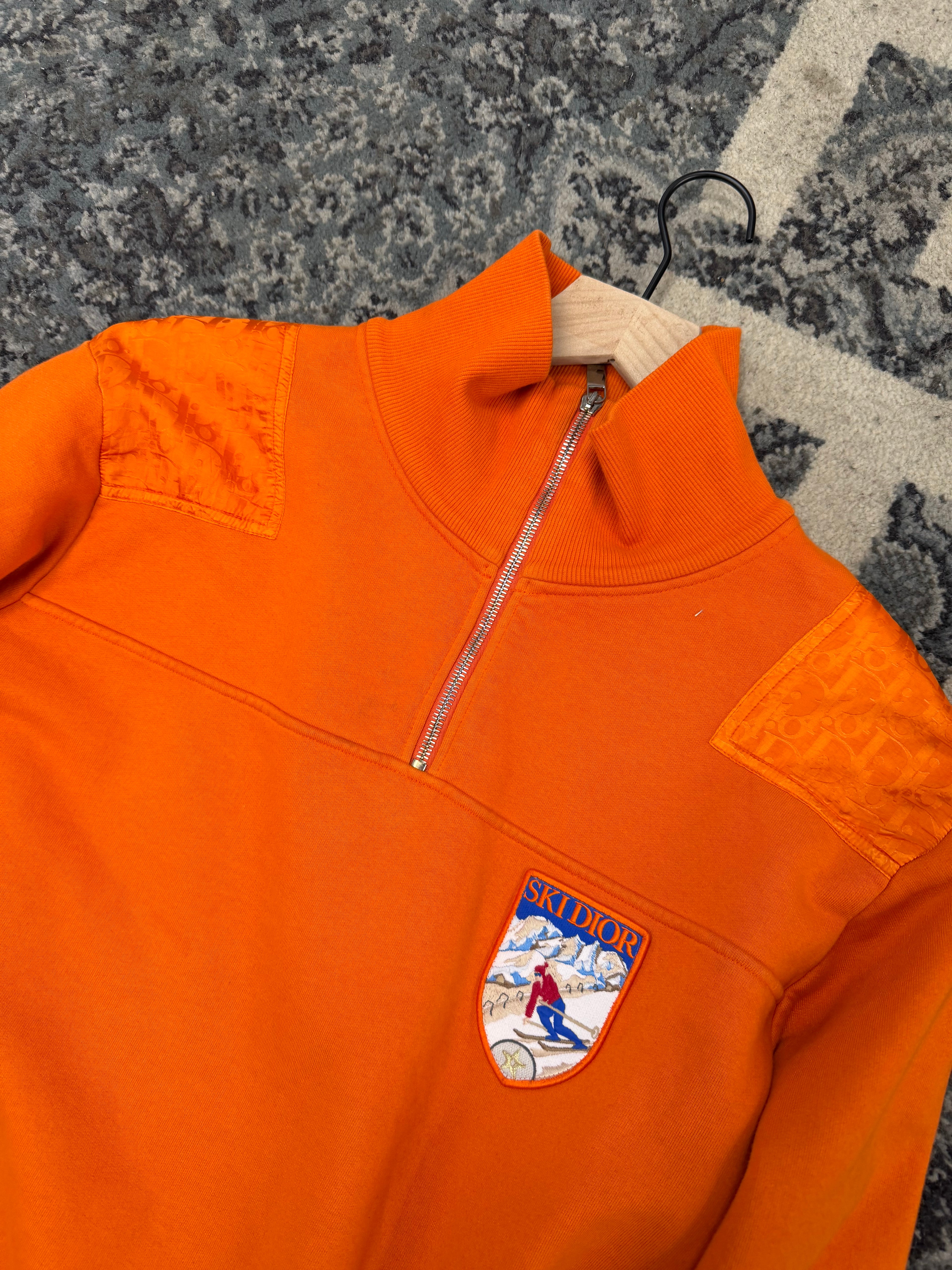 Dior Oblique Orange Quarter Zip Size Large U