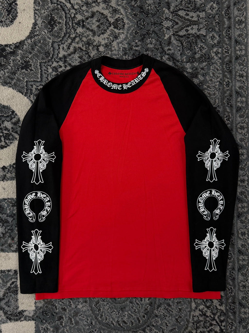 CHROME HEARTS baseball longsleeve shirt black/red L U