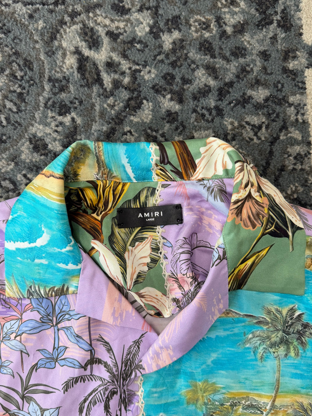 AMIRI palm tree silk vacation shirt L U
