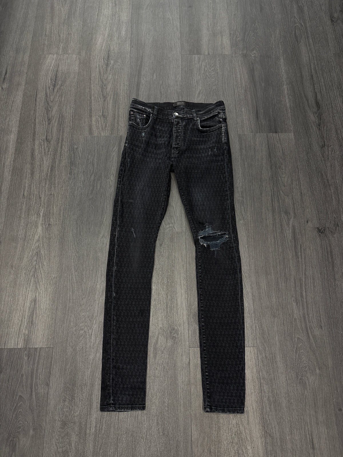 Amiri Playboy Monogram Black Jeans Size 33 U
