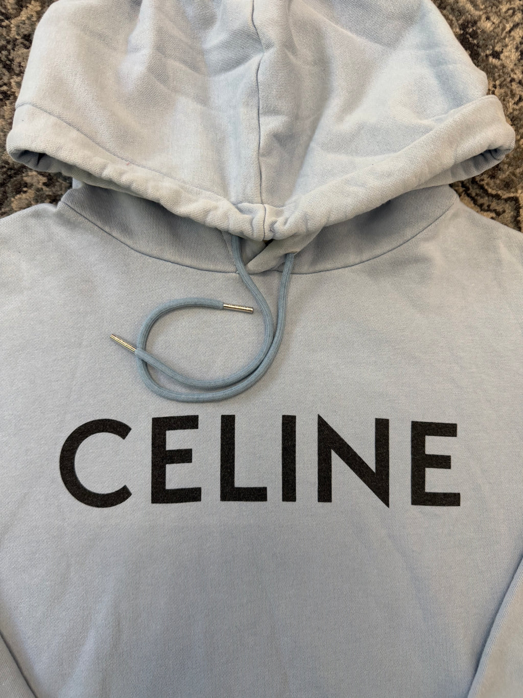 CELINE spellout logo hoodie baby blue M U