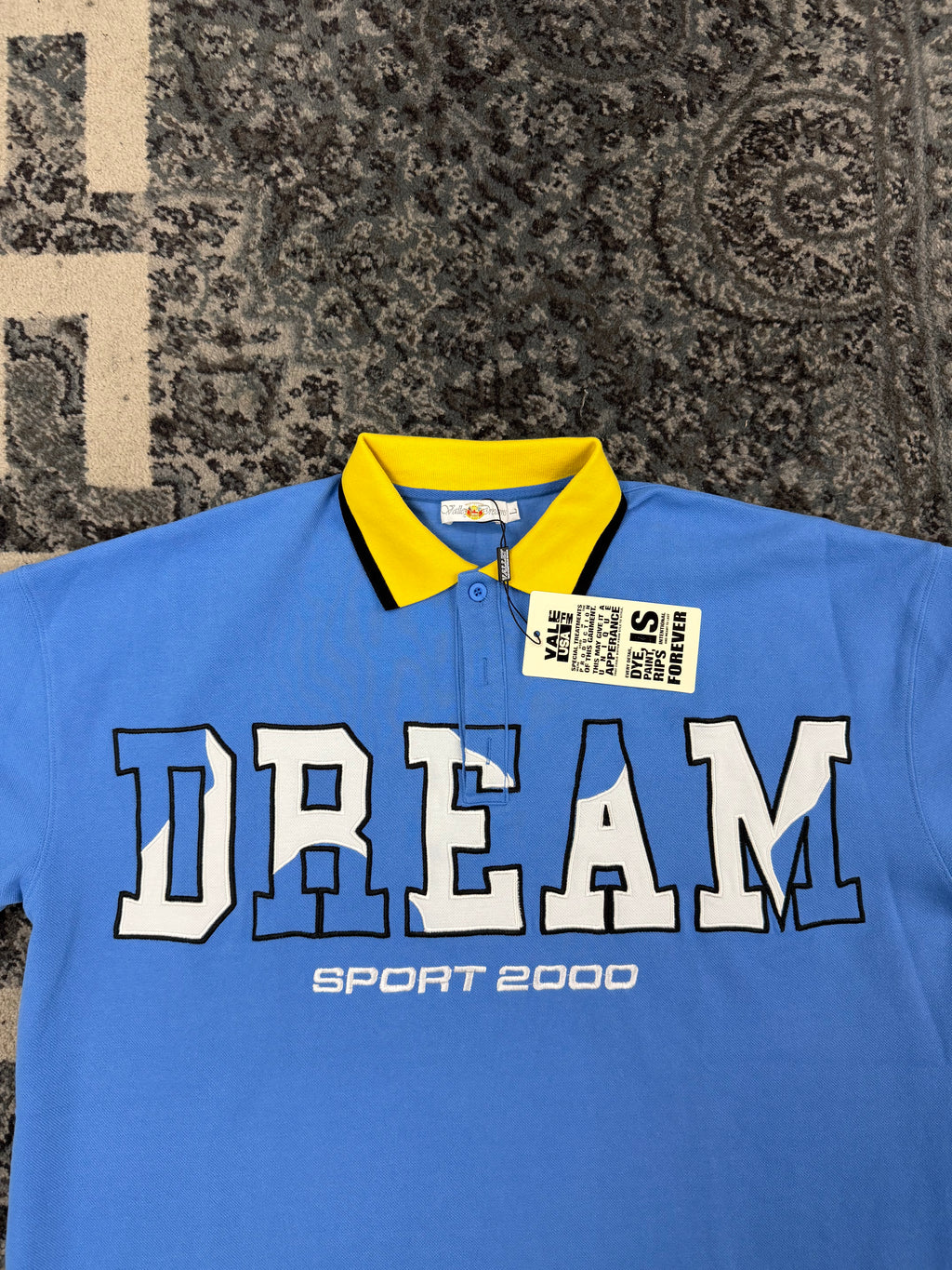 VALE polo button shirt blue/yellow L U