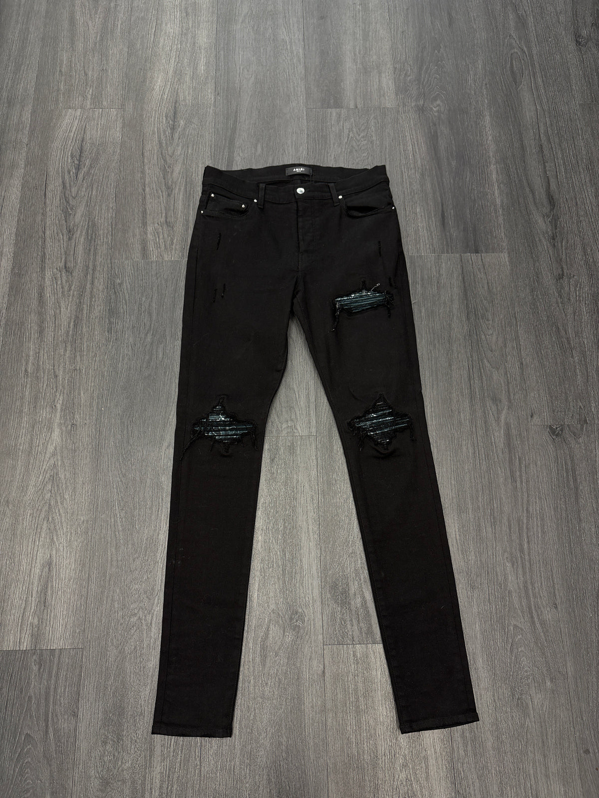 Amiri MX1 green paisley patch Black Jeans Size 33 U