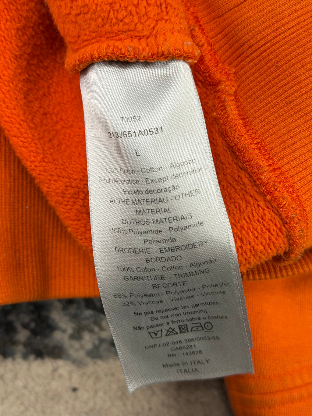 Dior Oblique Orange Quarter Zip Size Large U