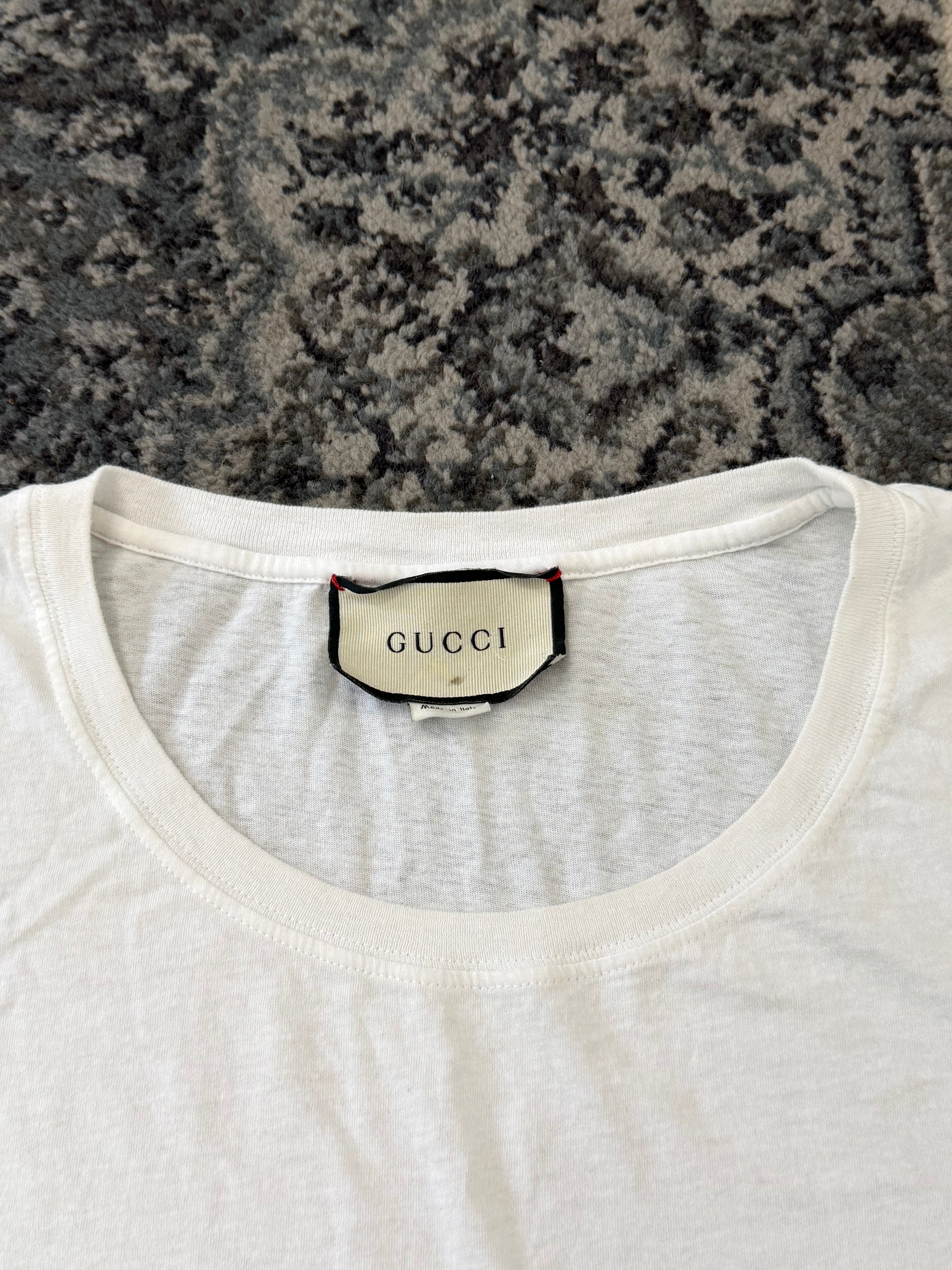 GUCCI stripe logo shirt white L u
