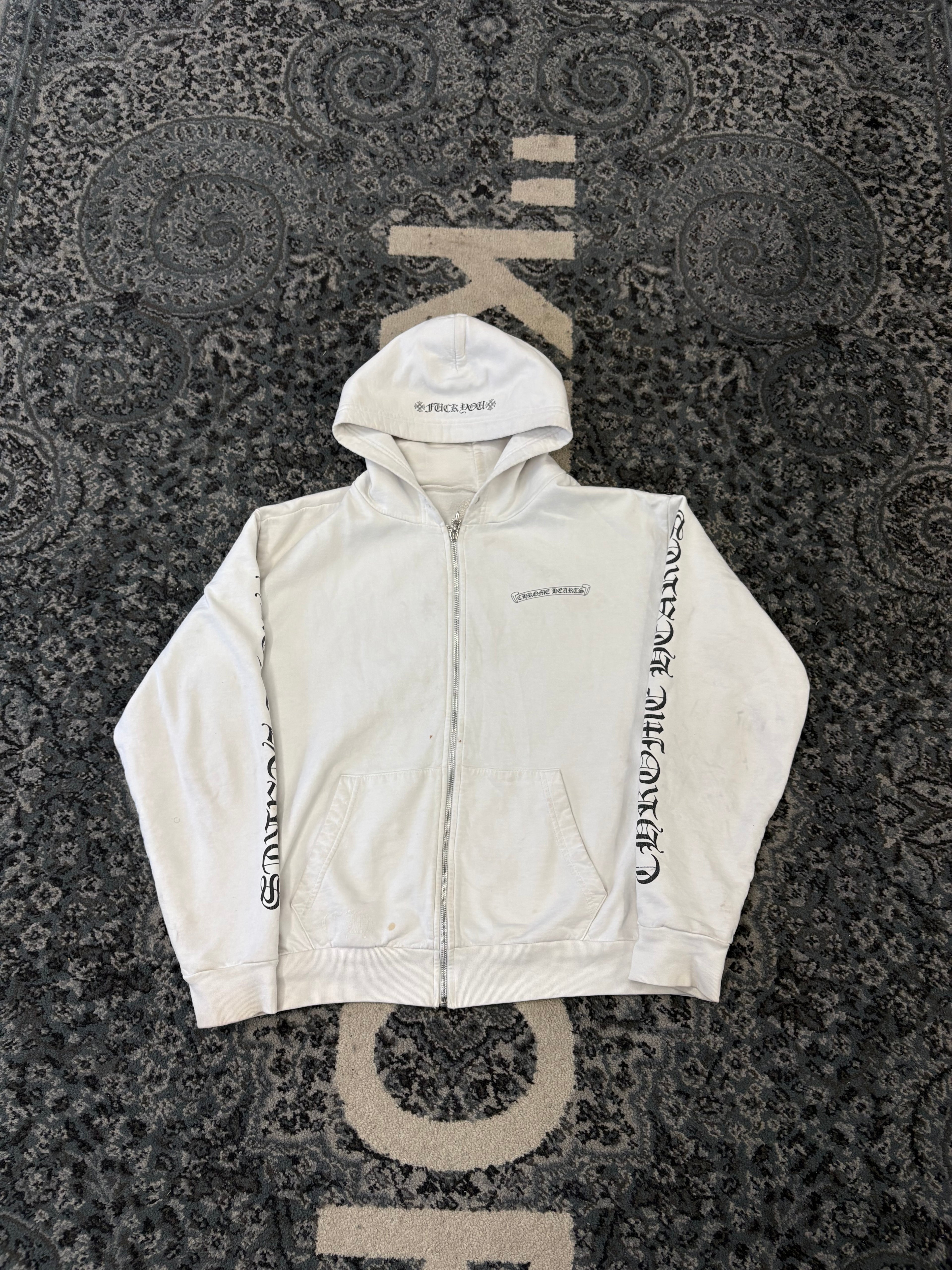 Chrome Hearts White scroll hoodie sz M (Flawed)