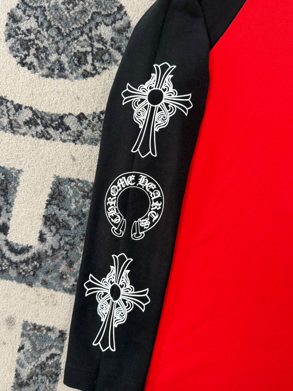 CHROME HEARTS baseball longsleeve shirt black/red L U