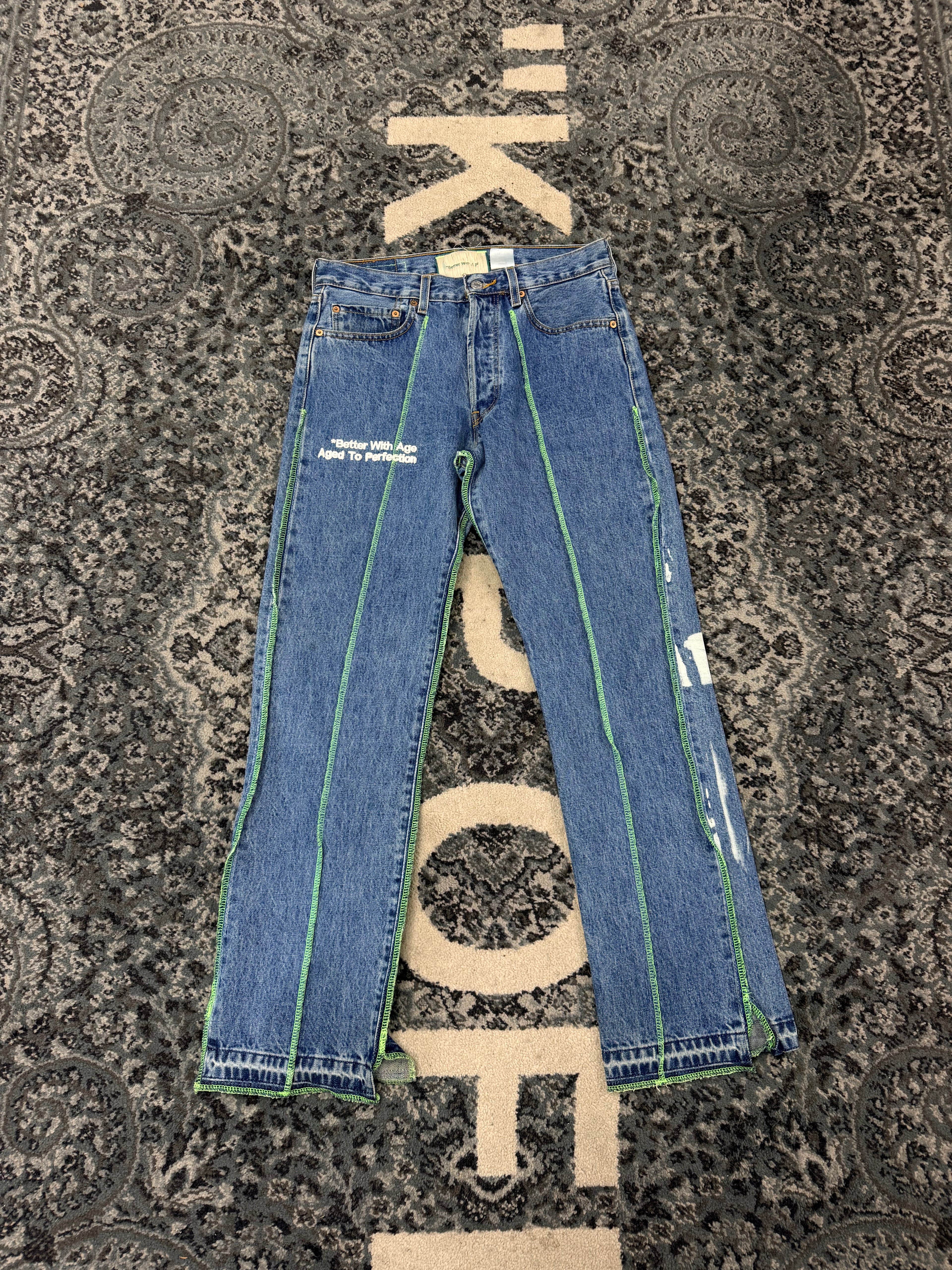 Better With Age Derby Pleated Light Wash Jeans Size 32 U