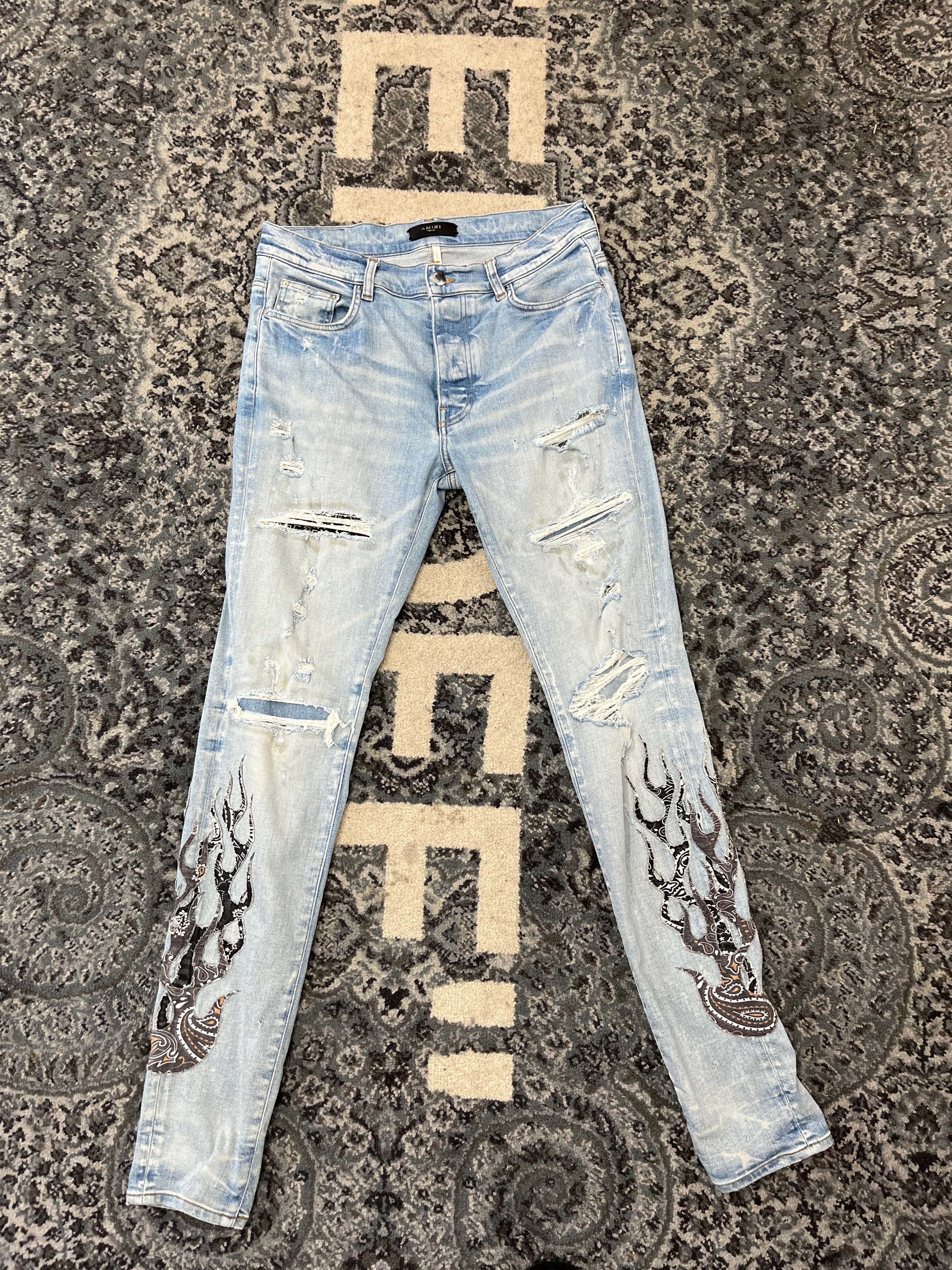 AMIRI bandana flame jeans indigo 32 U