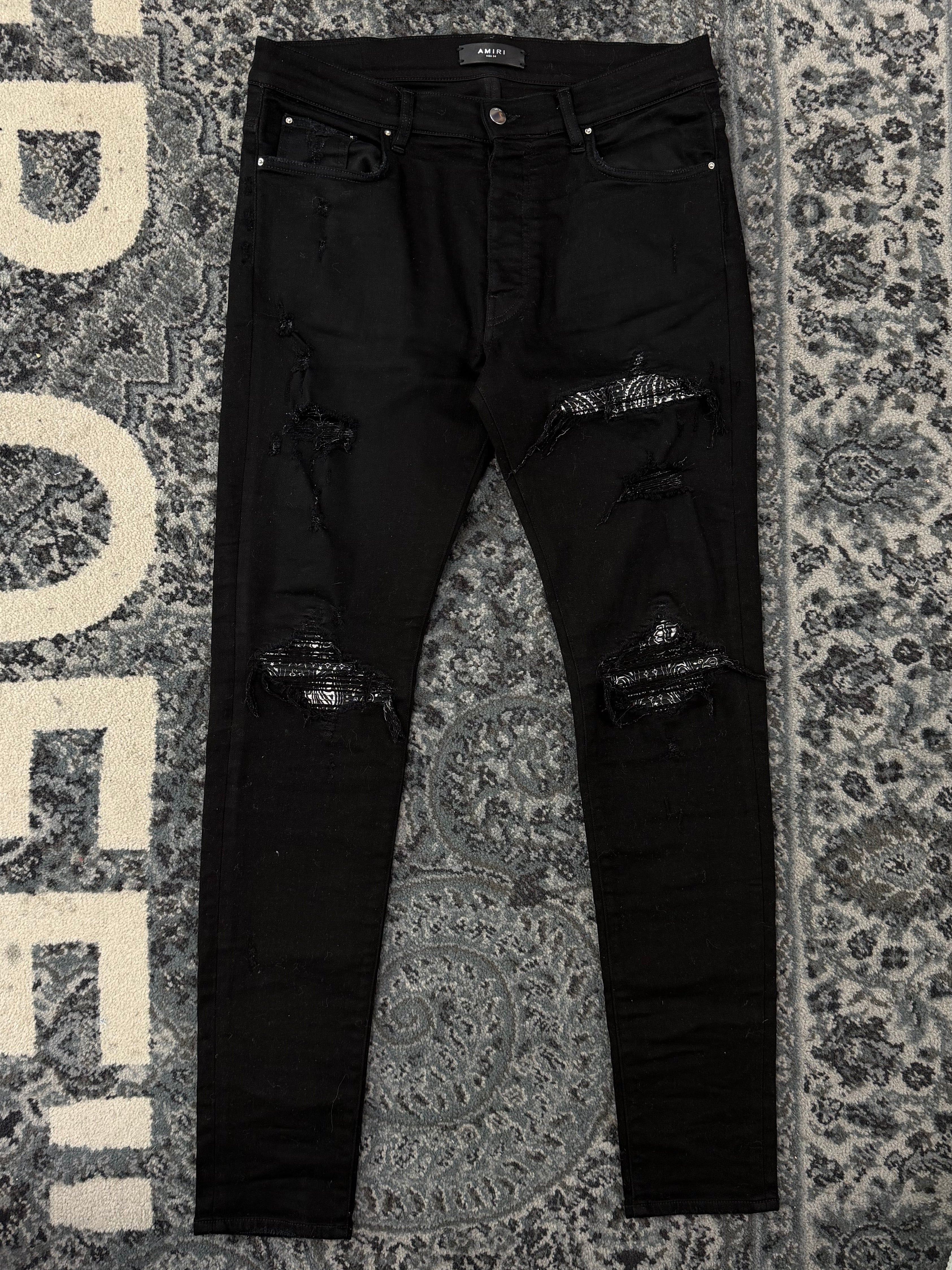 AMIRI black bandana mx1 jeans black 34 U