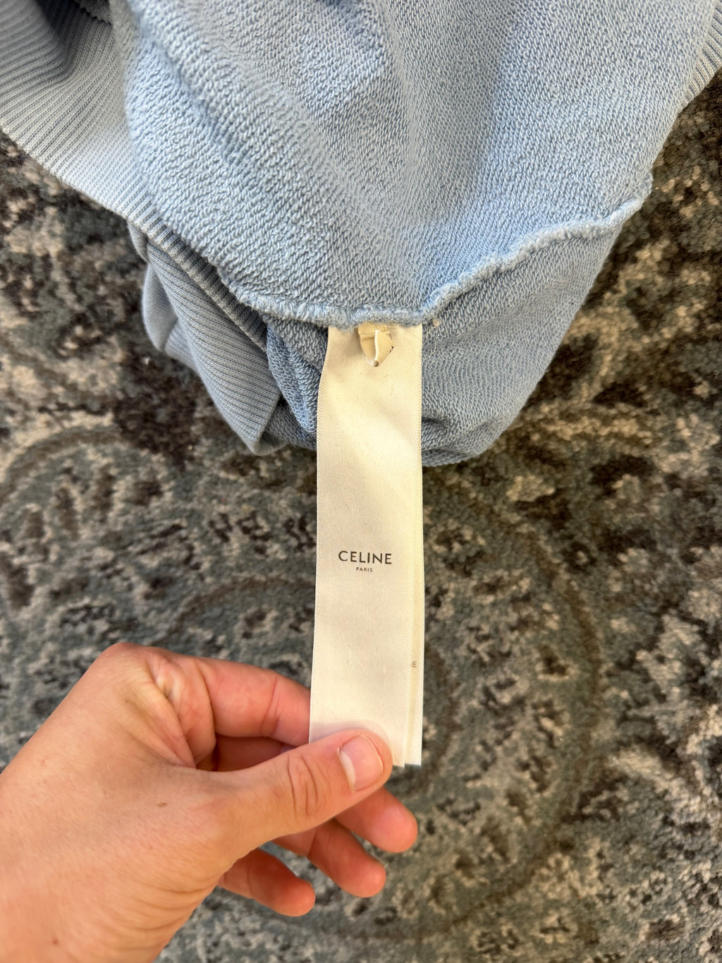 CELINE spellout logo hoodie baby blue M U