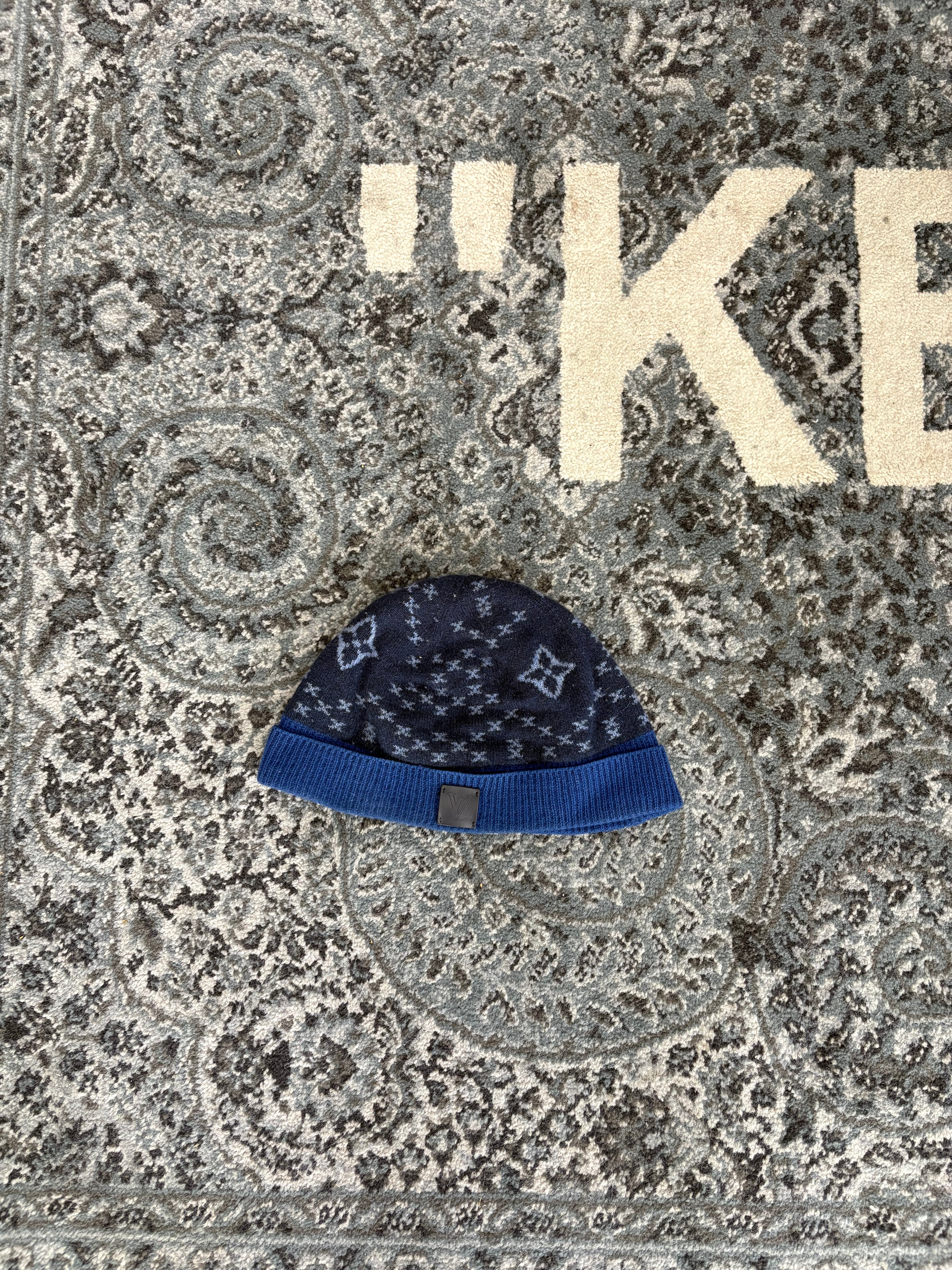 Lv Monogram Blue Beanie U