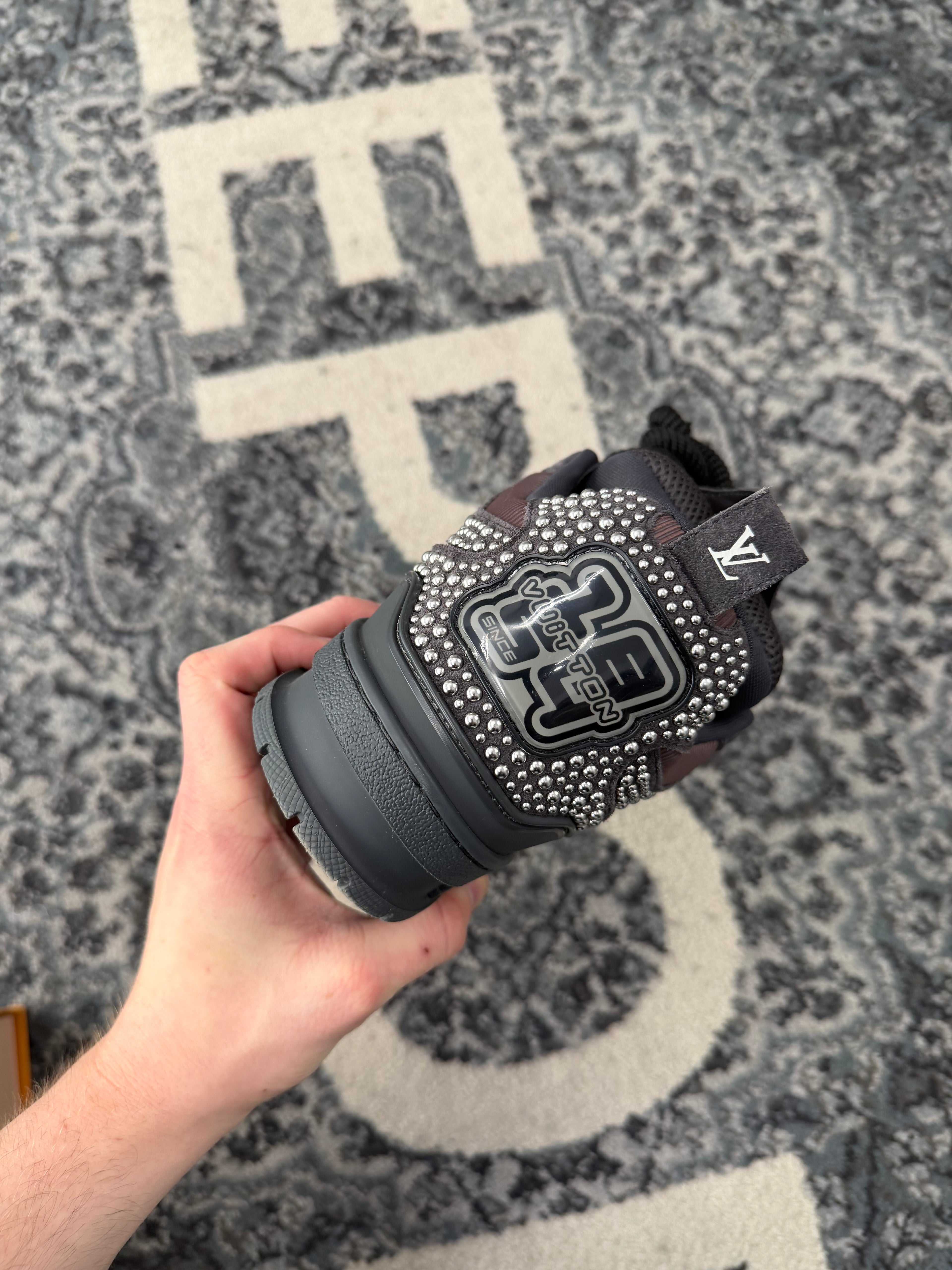 LV Crystal studded skate trainer grey 6.5LV (8-8.5M) OG ALL DS/tried on